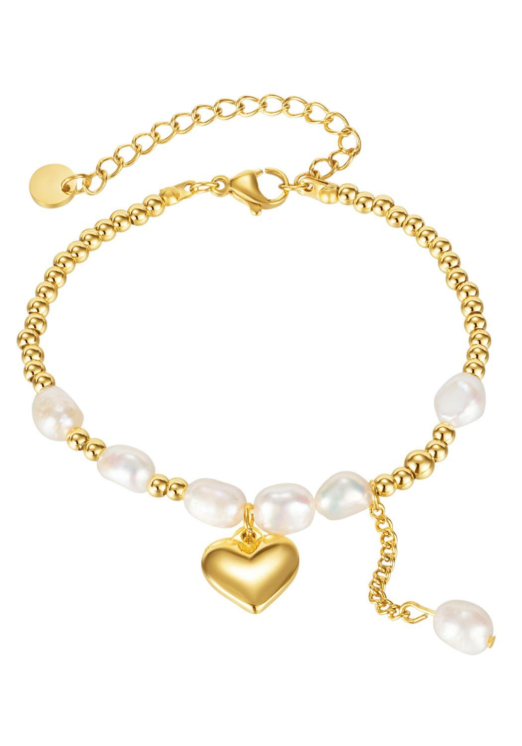 Firetti Edelstahlarmband Schmuck Geschenk Herz & Perlen, mit Süßwasserzuchtperle