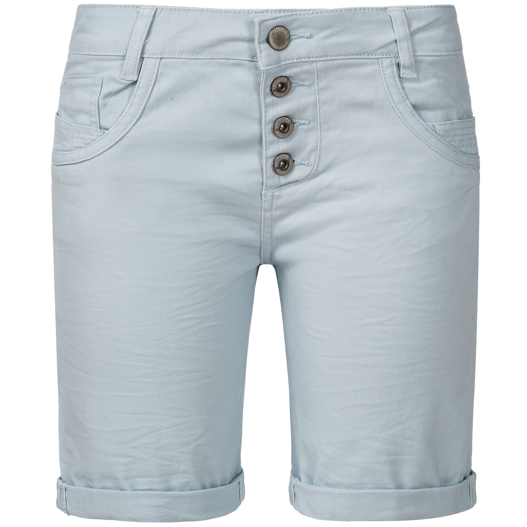 SUBLEVEL Shorts Damen Bermudas kurze Hose Baumwolle Jeans Sommer Chino Stoff Elastisch, Flex, Bequem