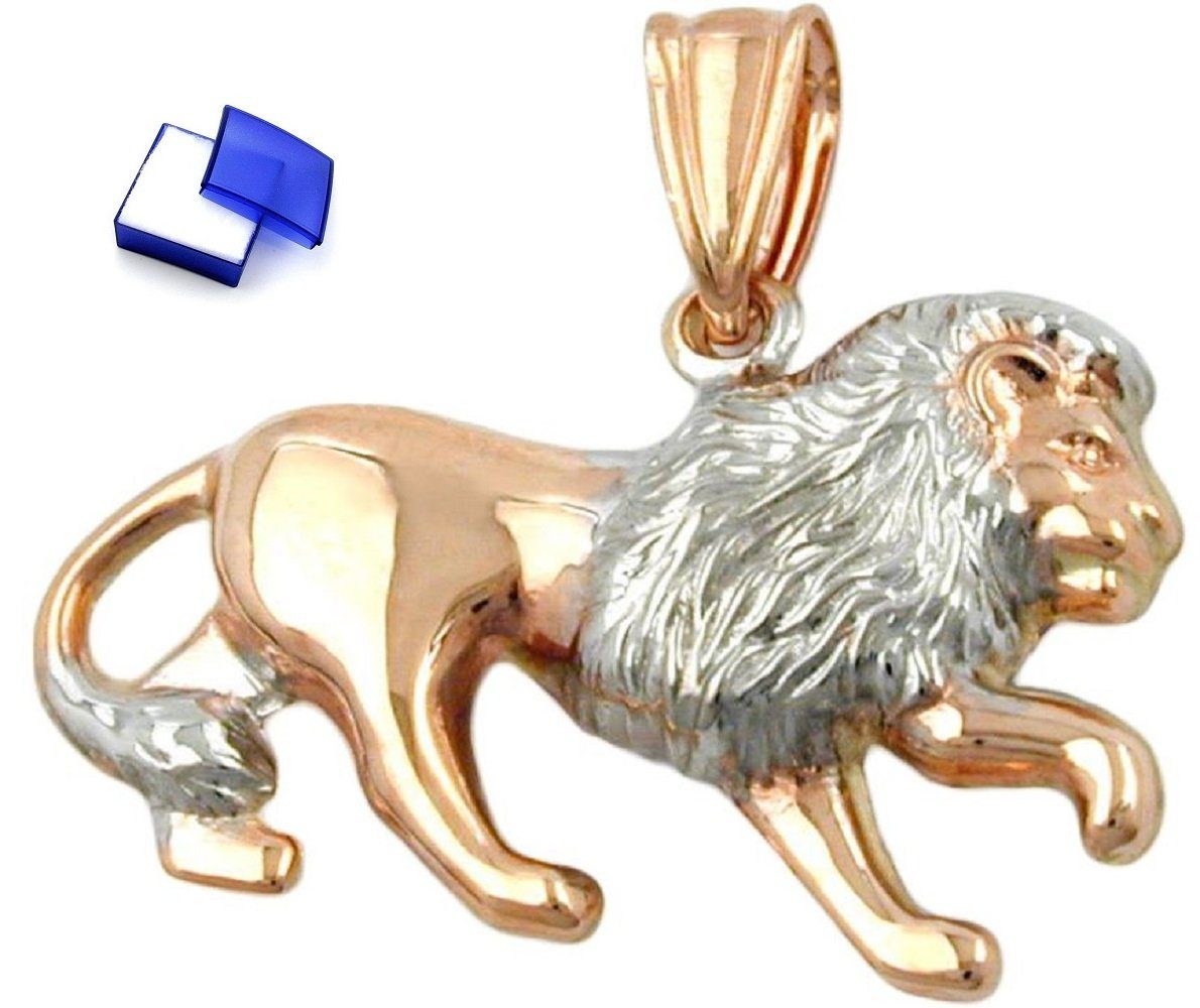 unbespielt Sternzeichenanhänger Anhänger Löwe Bicolor-Effekt 375 Rotgold 23 x 15 mm kl. Schmuckbox, Goldschmuck für Damen
