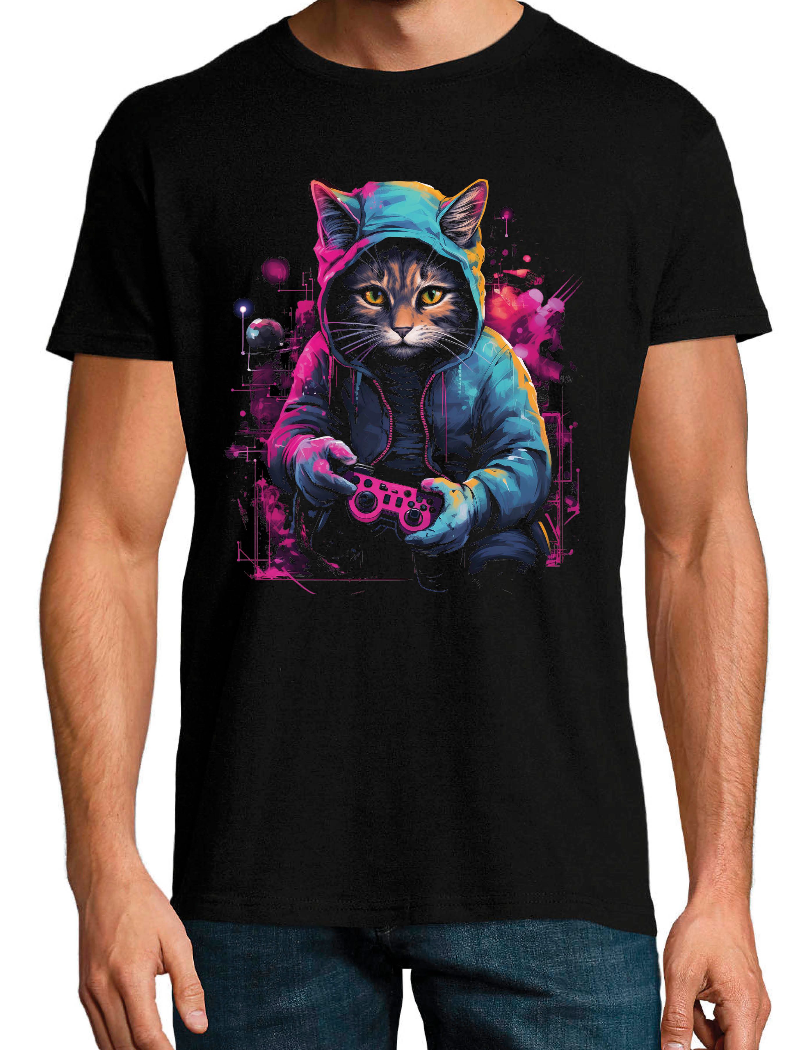 Youth Designz T-Shirt Gaming Katze Herren T-Shirt mit trendigem Motiv