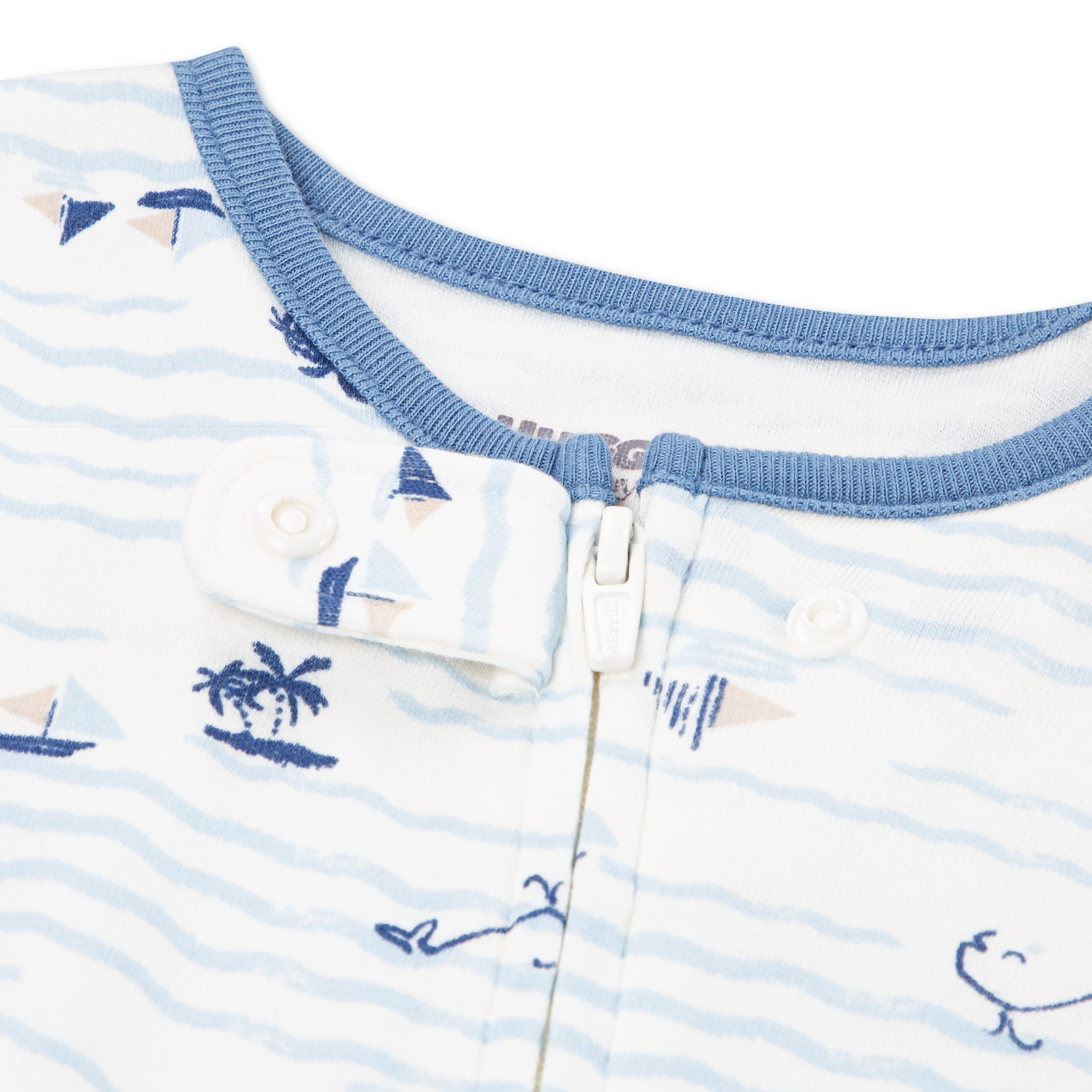HUGGIES babywear Schlafoverall HUGB FOOTED COVERALL mit maritimem Alloverprint, Baumwolle
