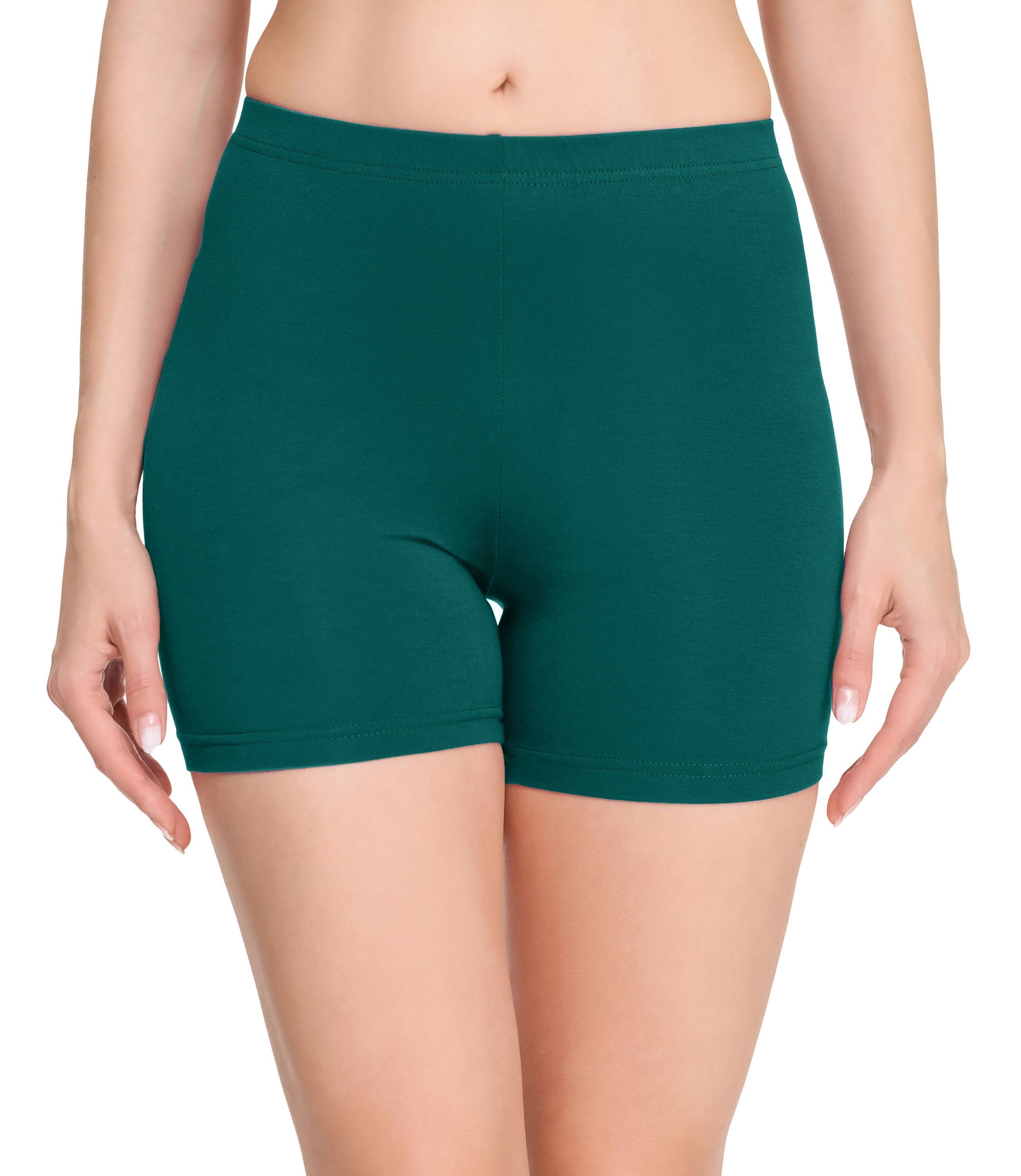 (1-tlg) Style Unterhose Radlerhose Shorts Boxershorts Hotpants Merry Bund MS10-392 Smaragdgrün Leggings elastischer Damen