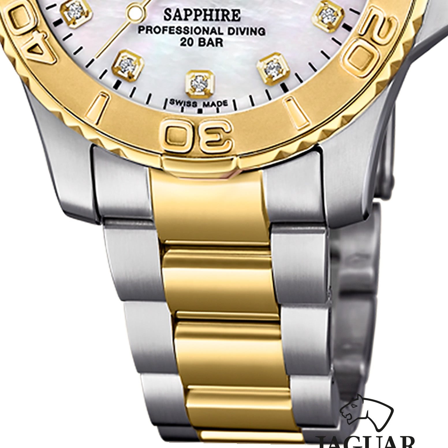 JAGUAR Quarzuhr Jaguar Damenuhr Edelstahl silber gold, (Analoguhr), Damen Armbanduhr rund, Edelstahlarmband silber, gold