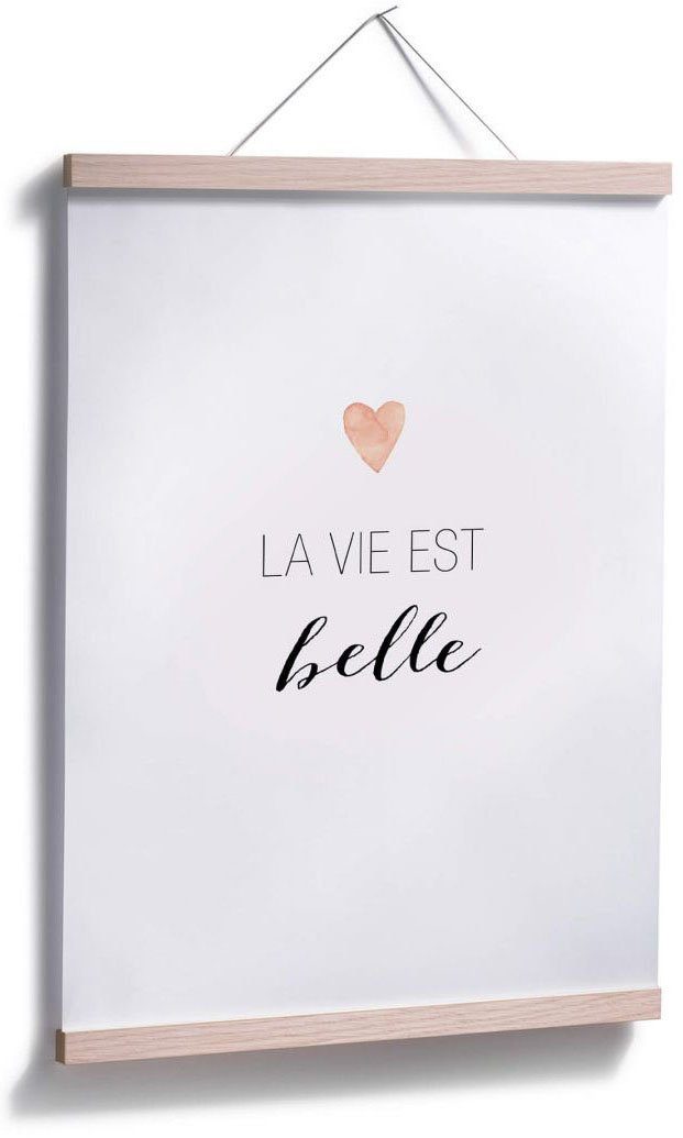 Wall-Art Poster La vie est belle, Schriftzug (1 St), Poster, Wandbild, Bild,  Wandposter