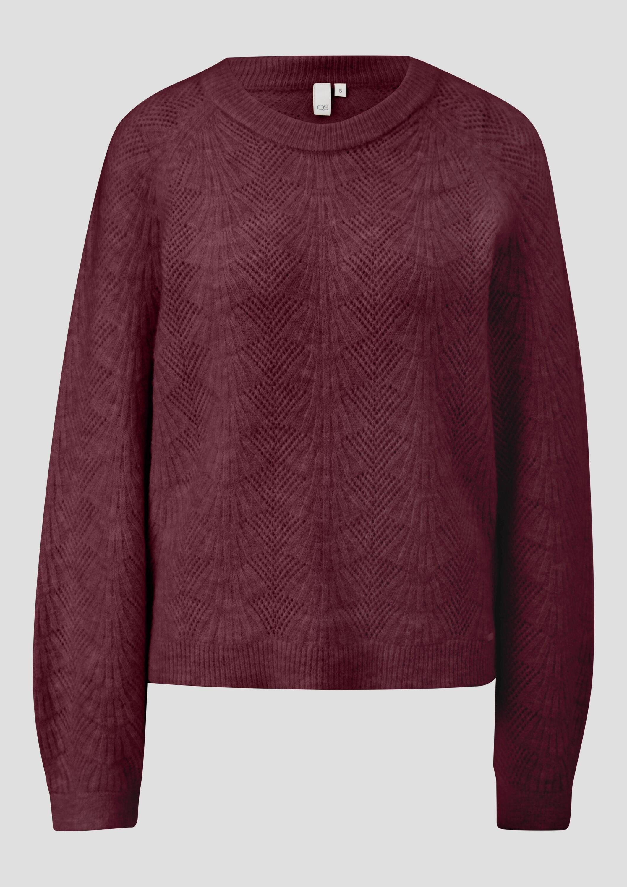 QS Longpullover Strickpullover Weicher Pullover mit Ajourmuster günstig online kaufen