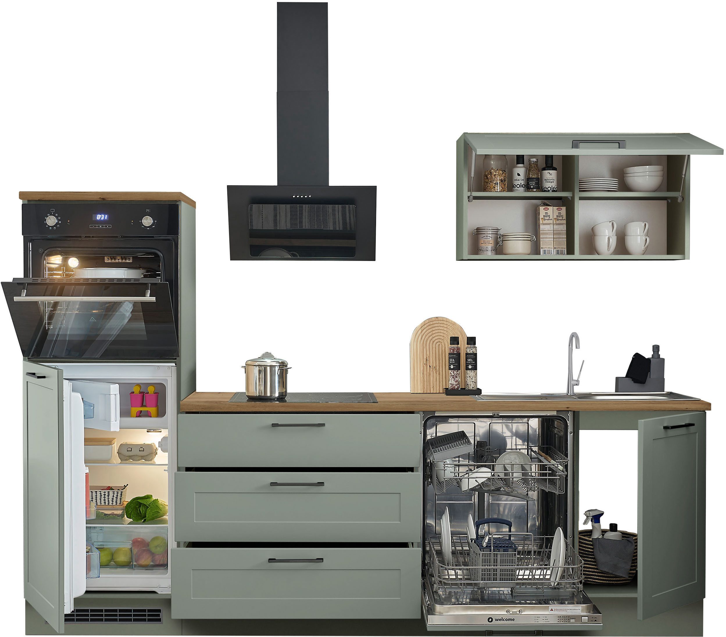 BASIC by Balculina Küchenzeile Marsi, Breite 260 cm, wahlweise mit E-Geräten, mit Soft-Close-Funktion