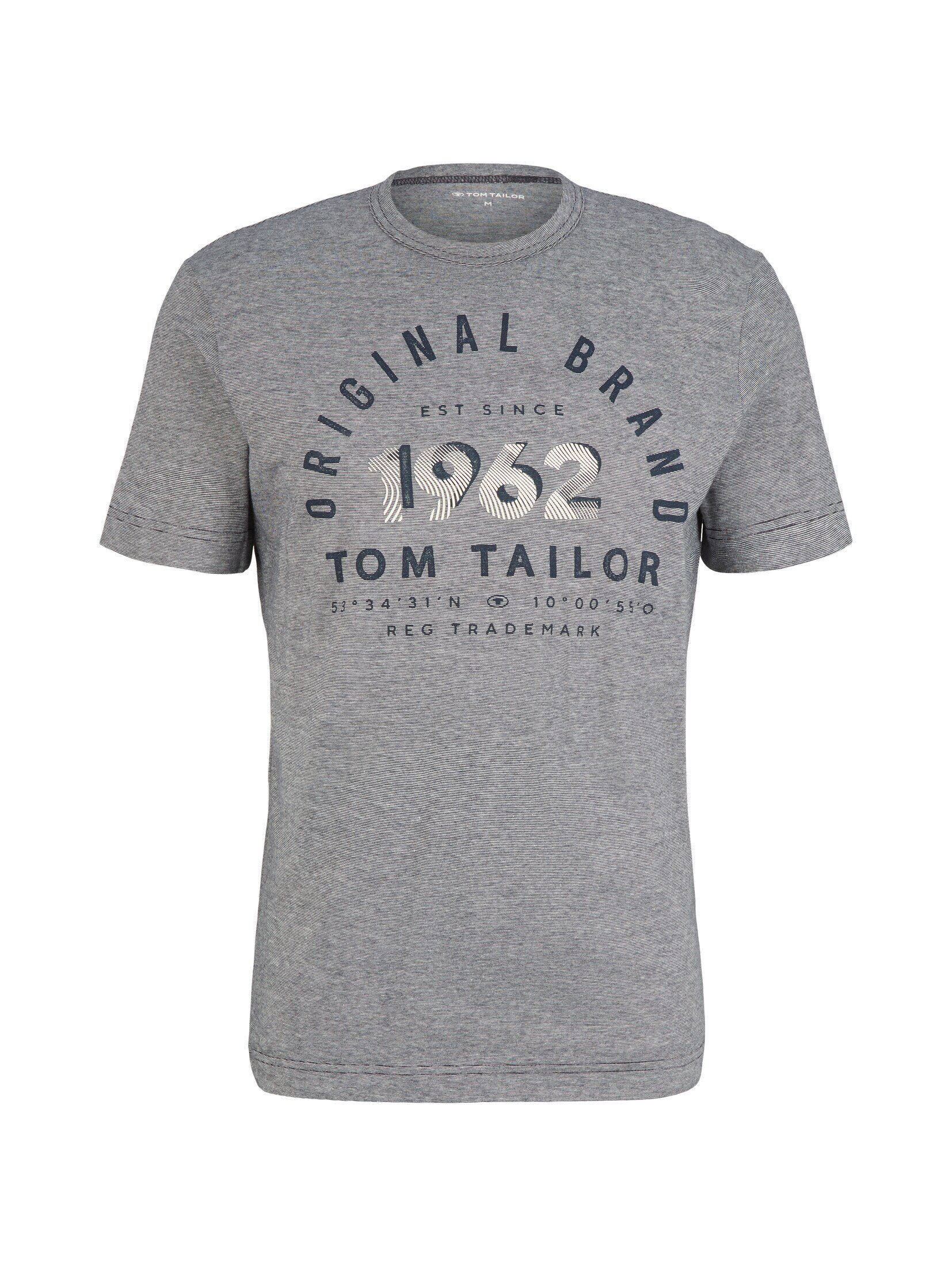 T-Shirt mit Print thin TOM stripe offwhite TAILOR T-Shirt navy