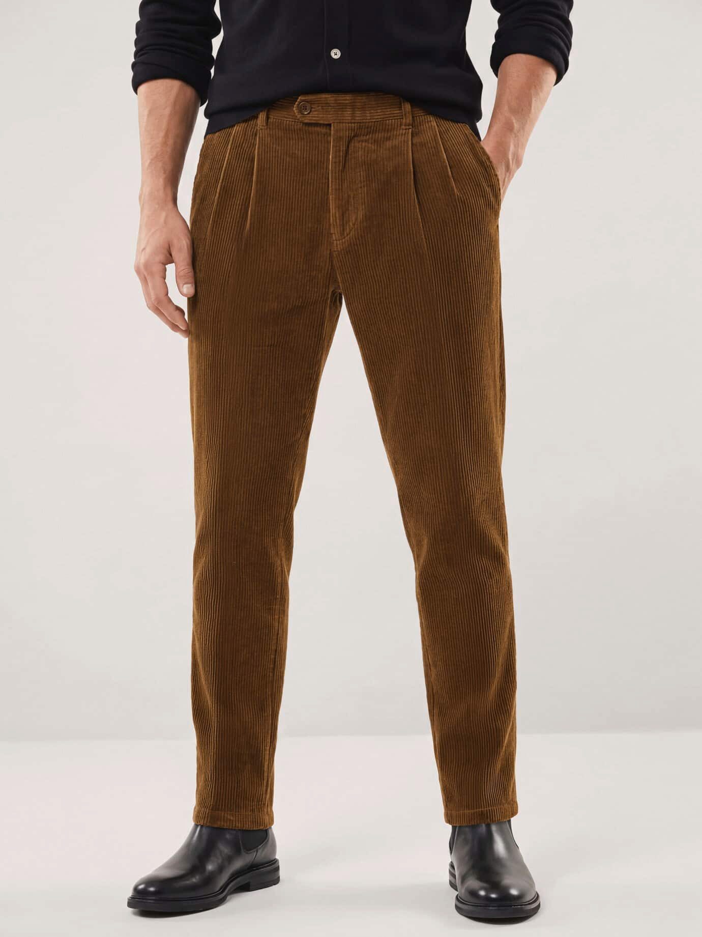 Walbusch Cordhose Herren Cordhose mit Bundfalte Modern fit, modern, Kurzgröße