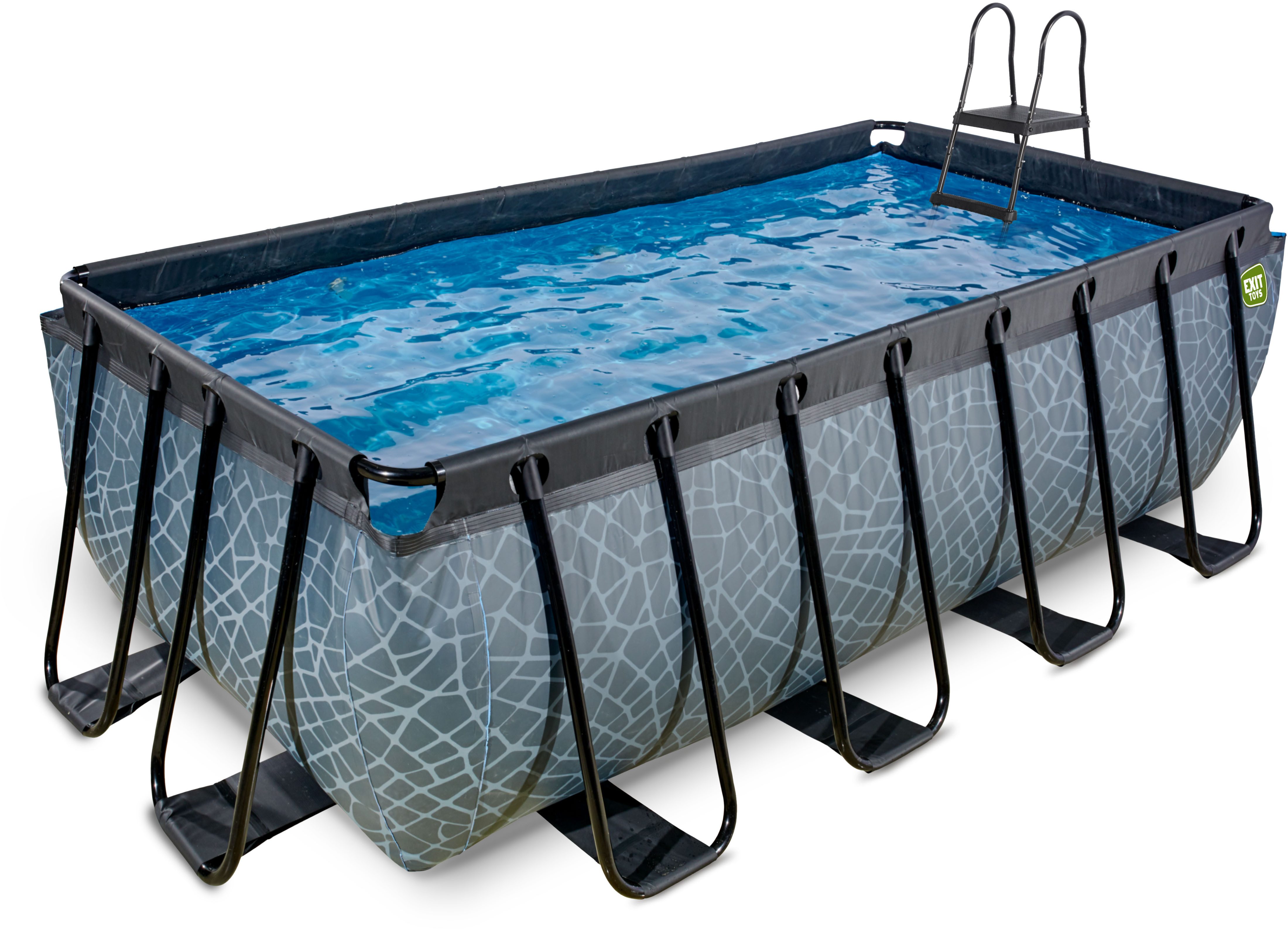 EXIT Framepool Stone Pool BxTxH: 400x200x122cm, mit Sandfilterpumpe und Poolleiter, grau