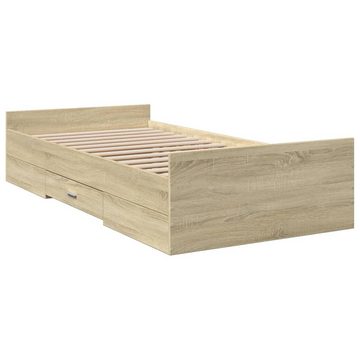 vidaXL Bett Bettgestell mit Schubladen Sonoma-Eiche 75x190 cm Holzwerkstoff