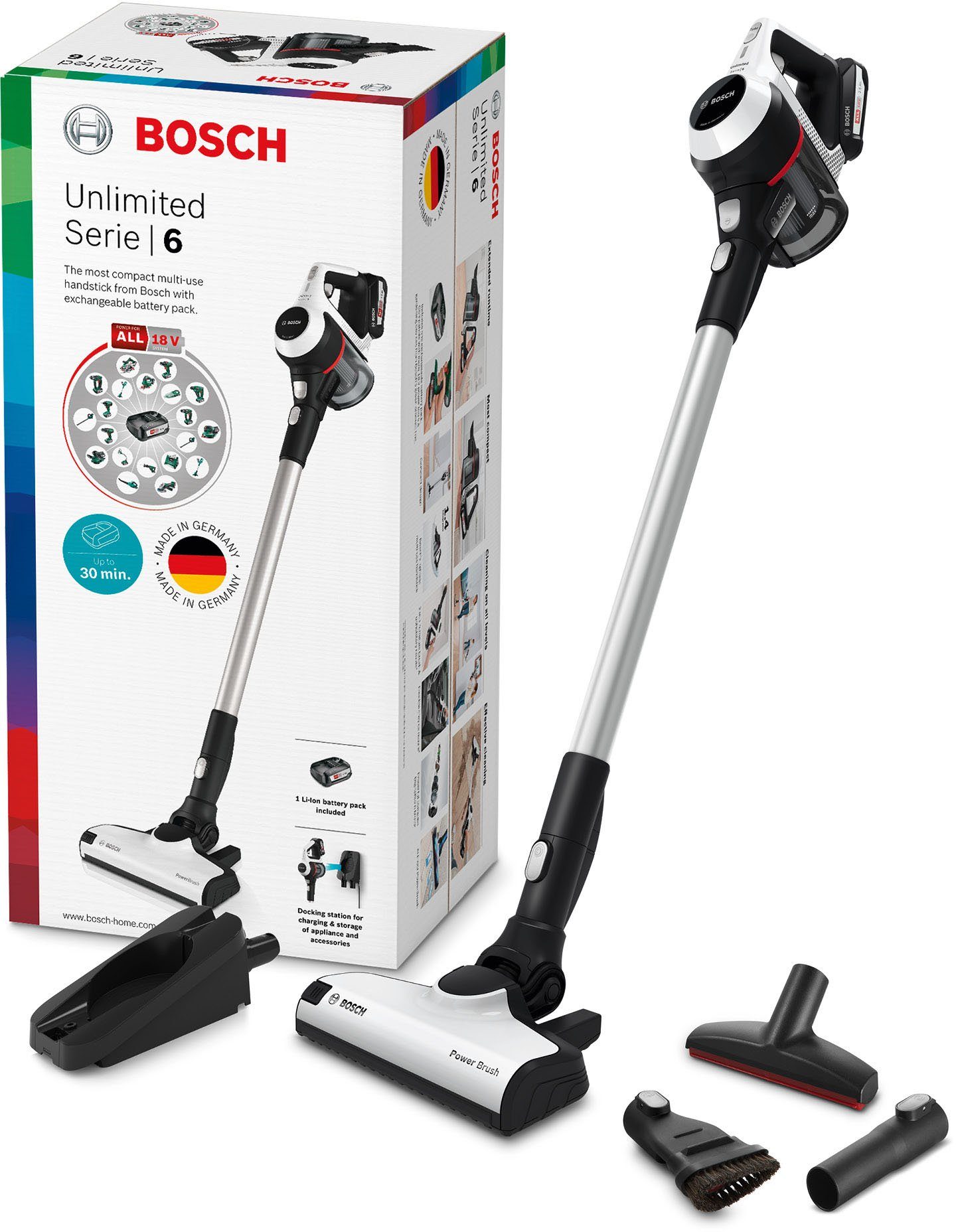 BOSCH AkkuStielstaubsauger Unlimited Serie 6 BCS611AM, beutellos