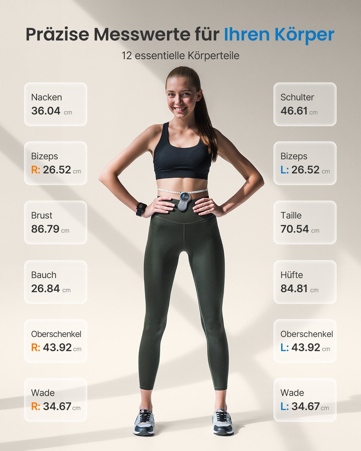 RENPHO Körpermaßband Smart Tape Measure Plus R-Y002, Smartes Maßband mit App, flexiblen Messbereichen & Profilen.