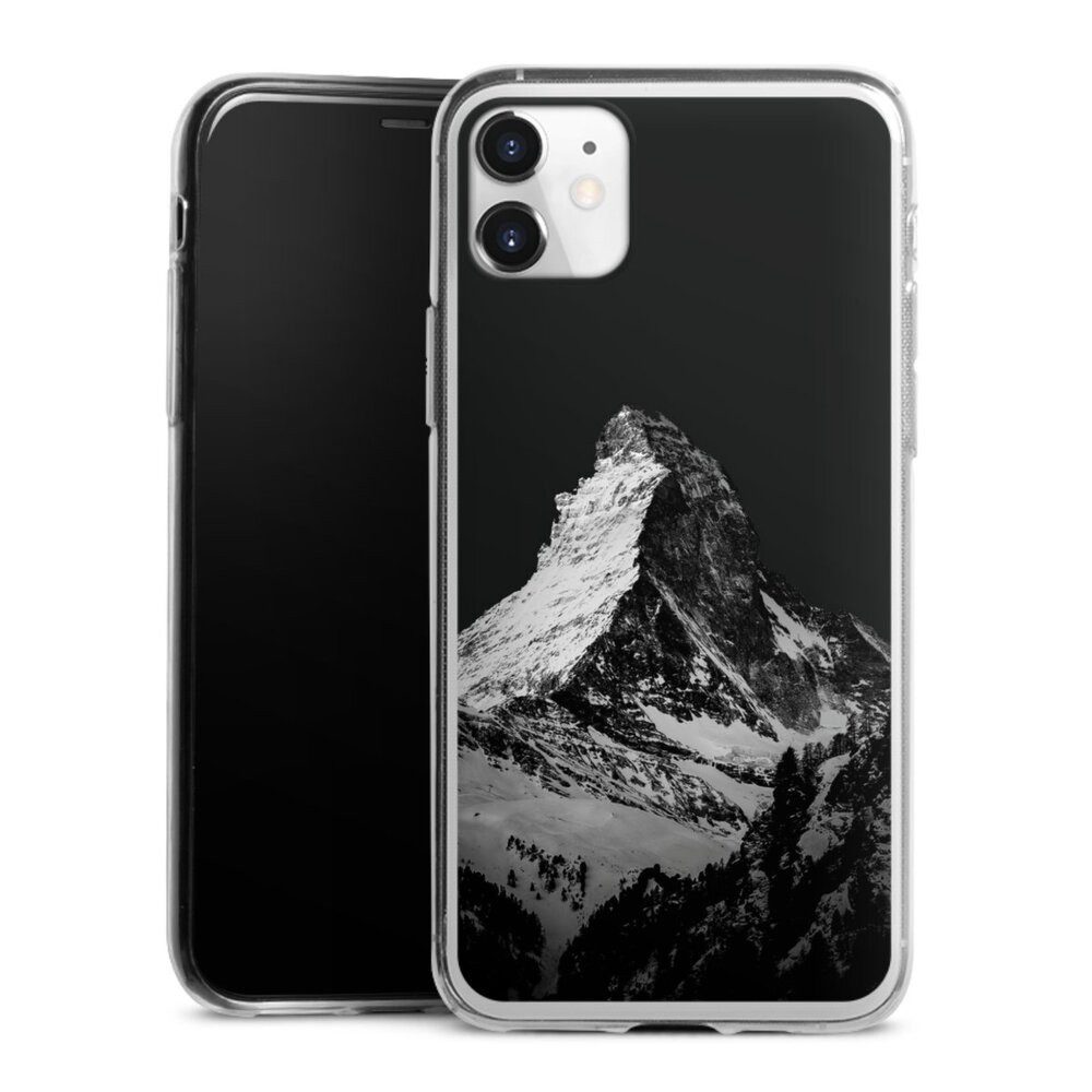 DeinDesign Handyhülle Berg Schnee Alpspitze Snow Capped Mountains Grayscale, Apple iPhone 11 Slim Case Silikon Hülle Ultra Dünn Schutzhülle