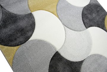 Teppich Designer Teppich Wohnzimmerteppich Kurzflor Tropfen senfgelb gelb grau creme, Carpetia, rechteckig, Höhe: 13 mm