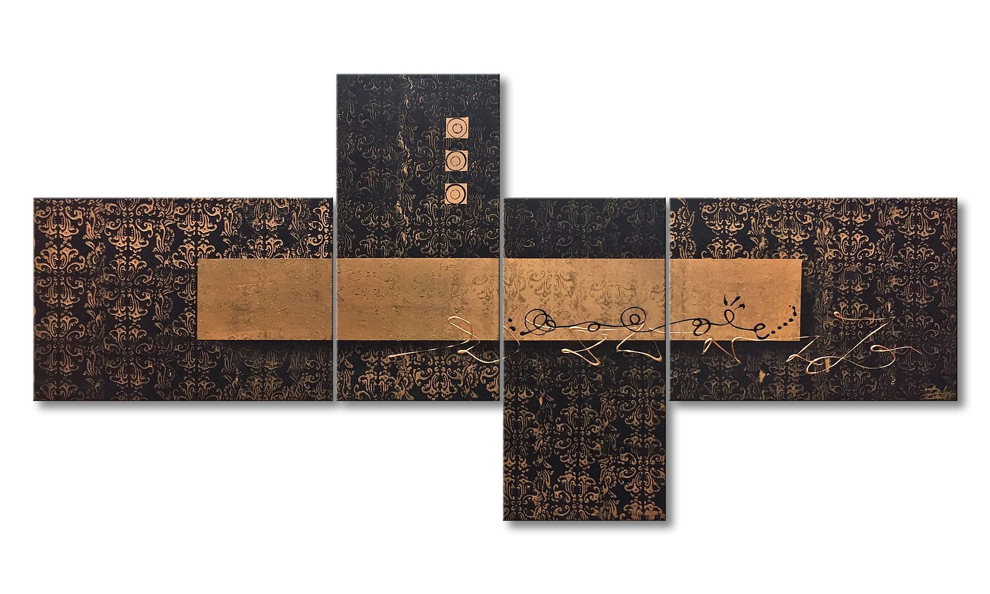 WandbilderXXL XXL-Wandbild Meaning Of Gold 220 x 110 cm, Abstraktes Gemälde, handgemaltes Unikat