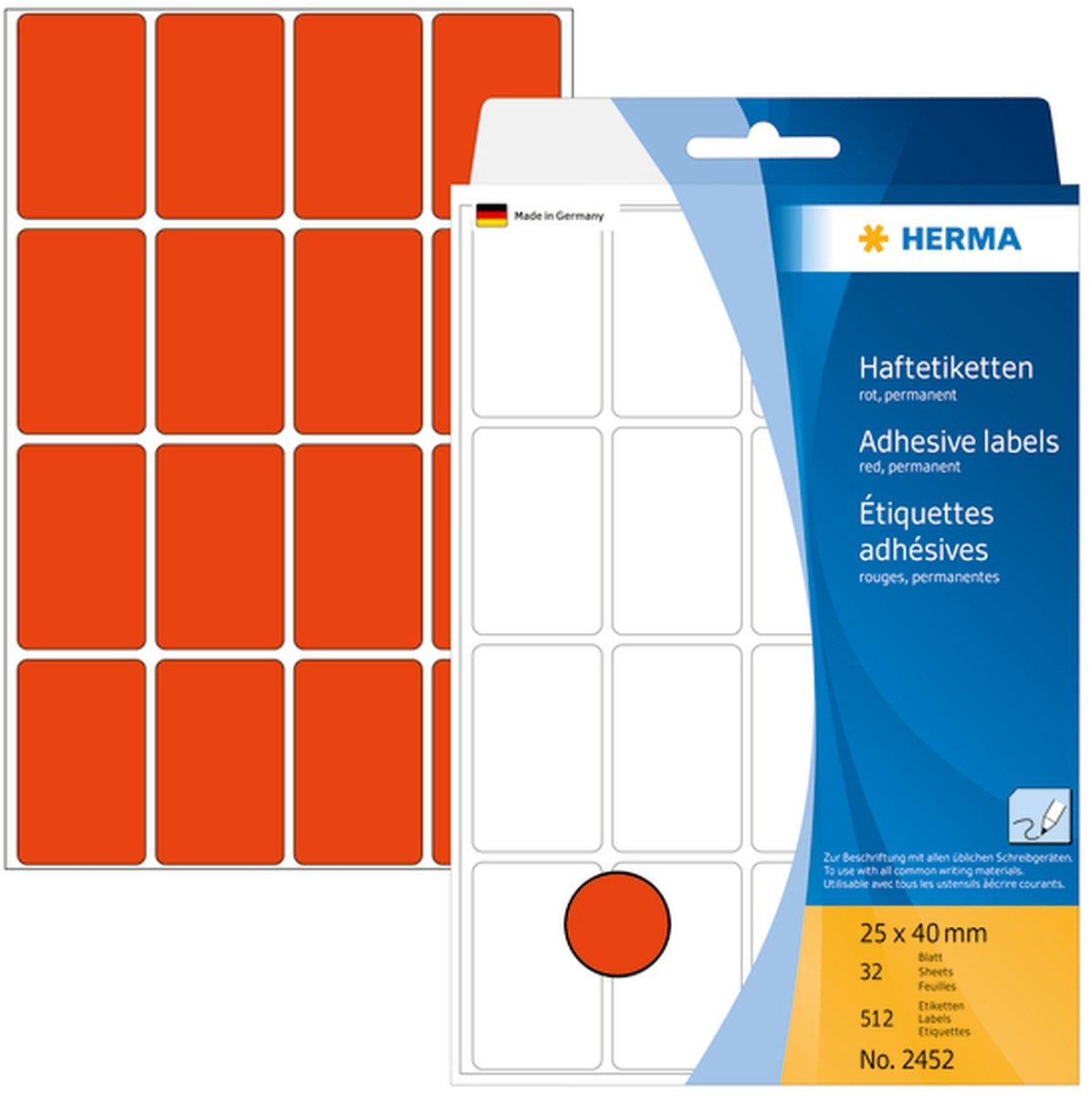 HERMA Etiketten Vielzweck-Etiketten 25x40mm rot VE=512 Stück