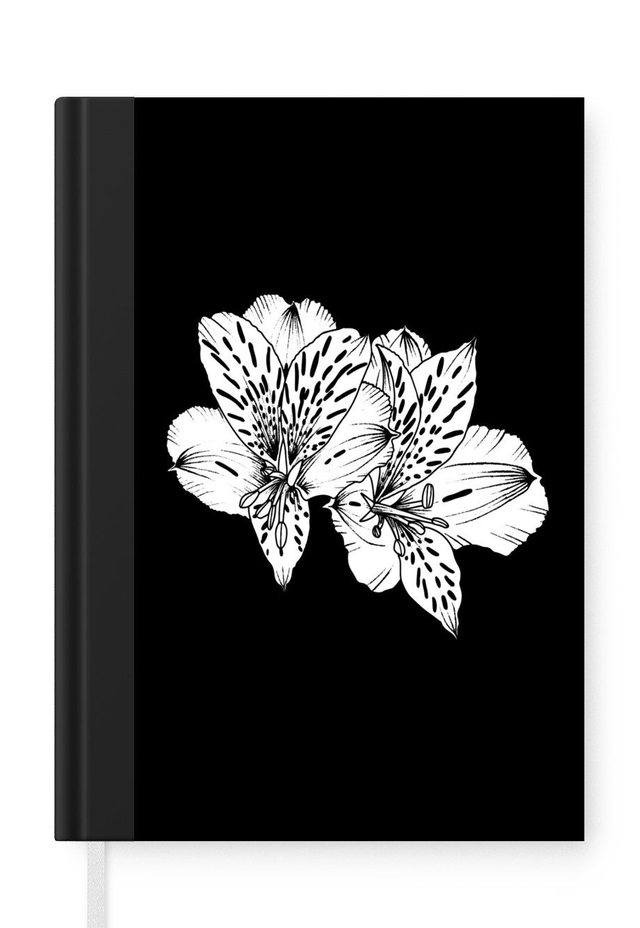 MuchoWow Notizbuch Lilien - Blumen - Natur - Vintage, Journal, Merkzettel, Tagebuch, Notizheft, A5, 98 Seiten, Haushaltsbuch