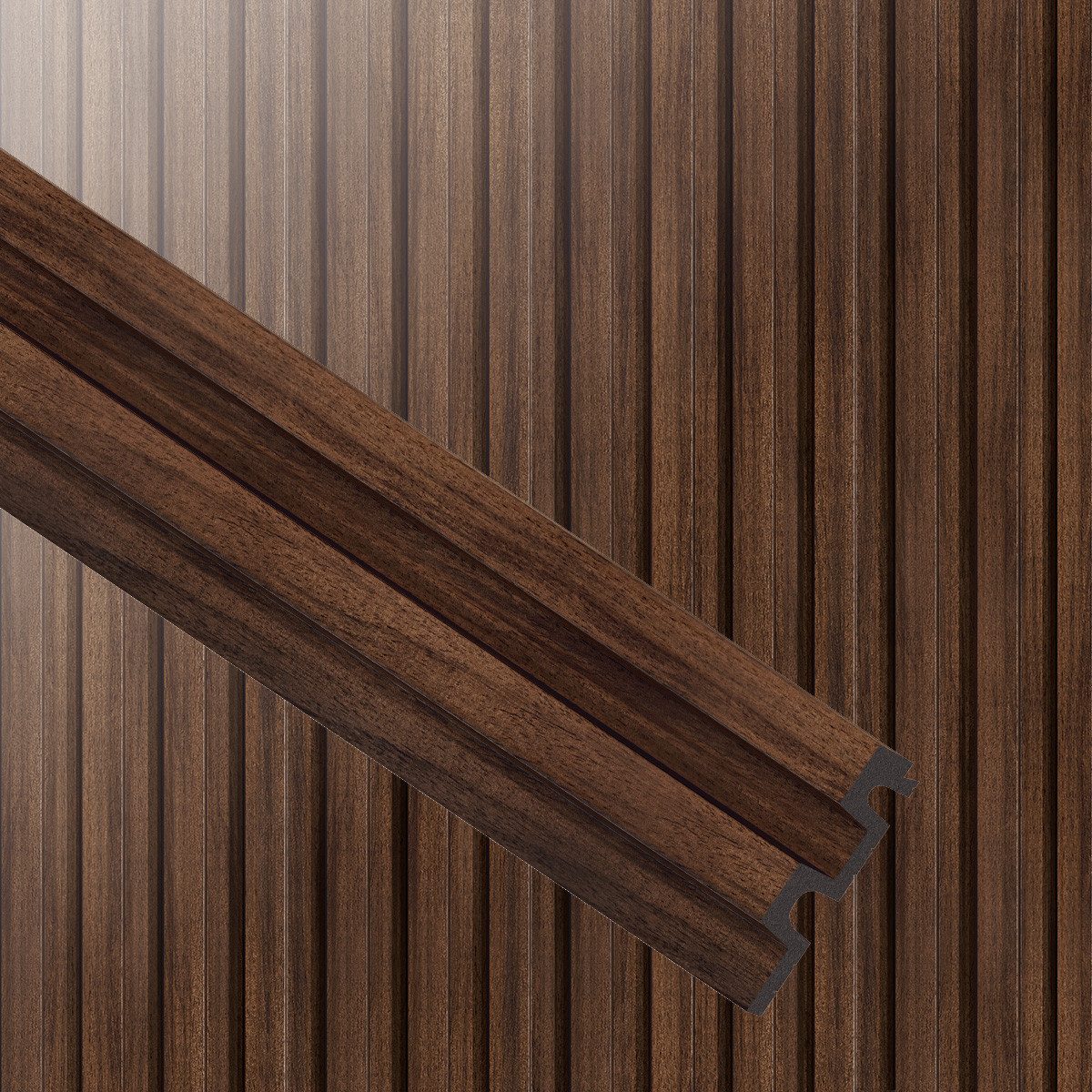Vox Wandpaneel Lamellenpaneel Linerio L-LINE 0,32 qm Akustikl Stück 2,65m chocolate, BxL: 12x265 cm, 0,32 qm, (1 Stück, 0,323) wasserfeste, schallreduzierende Wandverkleidung mit 3-D-Effekt