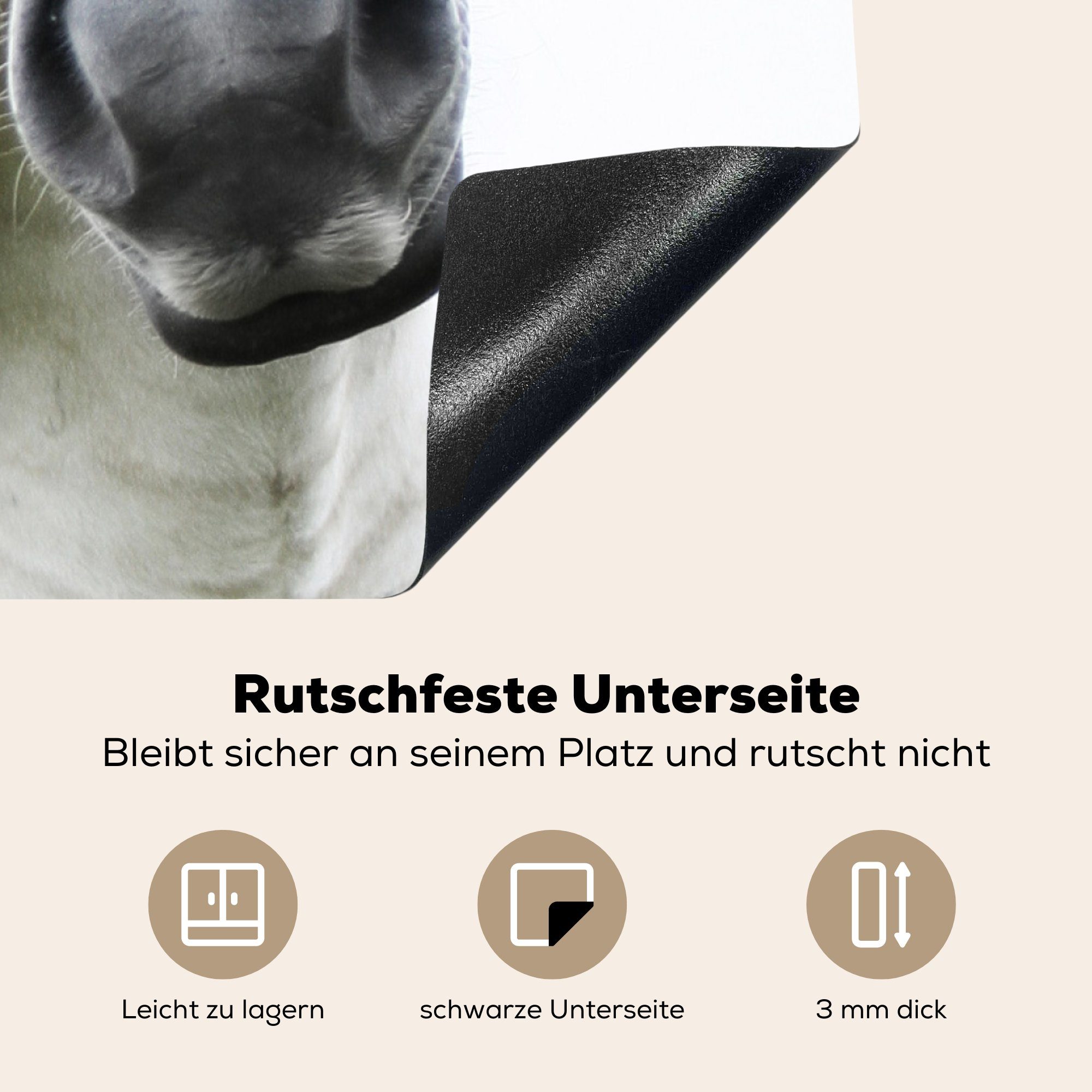 Herdblende-/Abdeckplatte Mähnen, tlg), - MuchoWow Nutztiere Arbeitsplatte - für Pferde Ceranfeldabdeckung, cm, küche Vinyl, (1 78x78