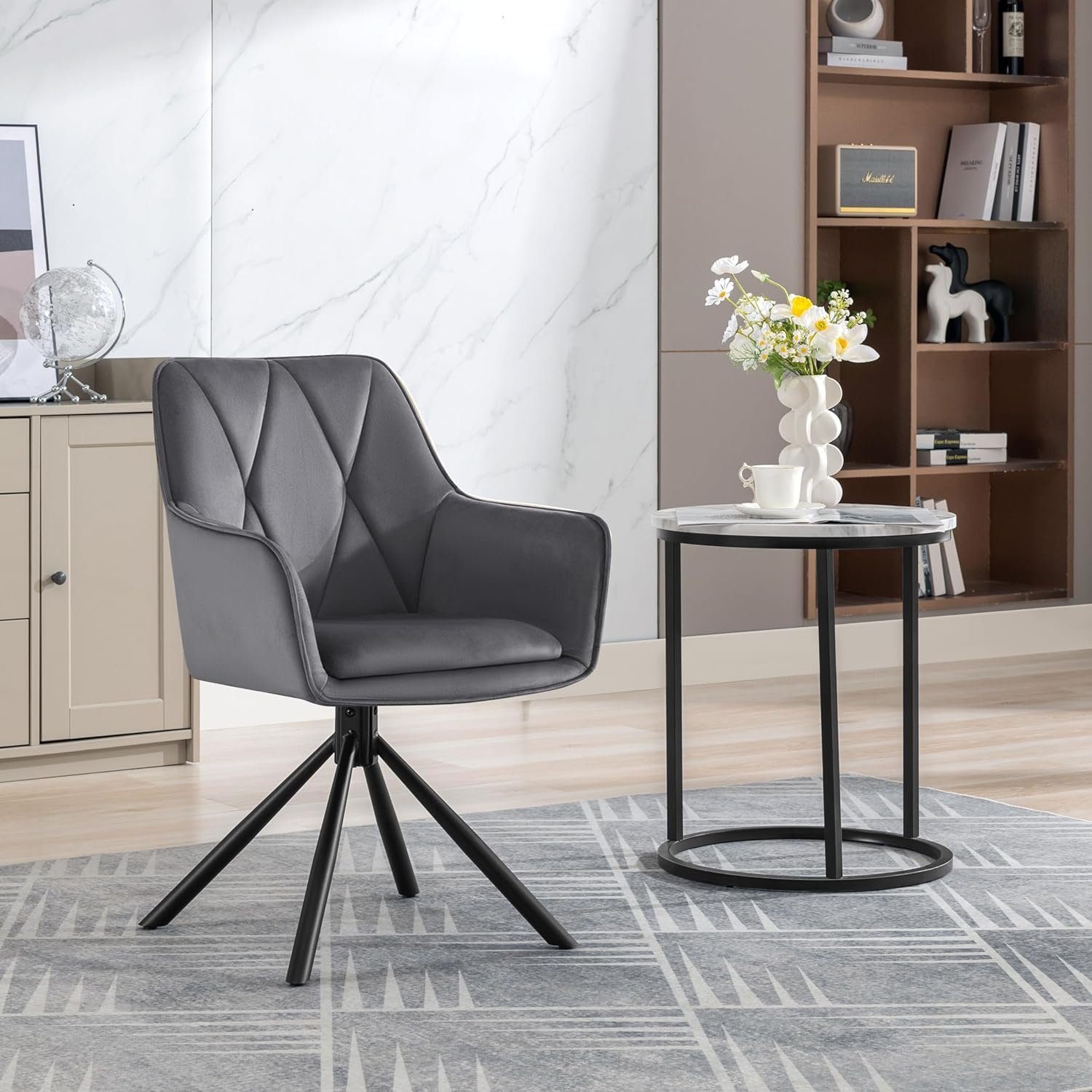 EUGAD 4-Fußstuhl (1 St), Esszimmerstuhl drehbar, mit Armlehnen Rückenlehne günstig online kaufen