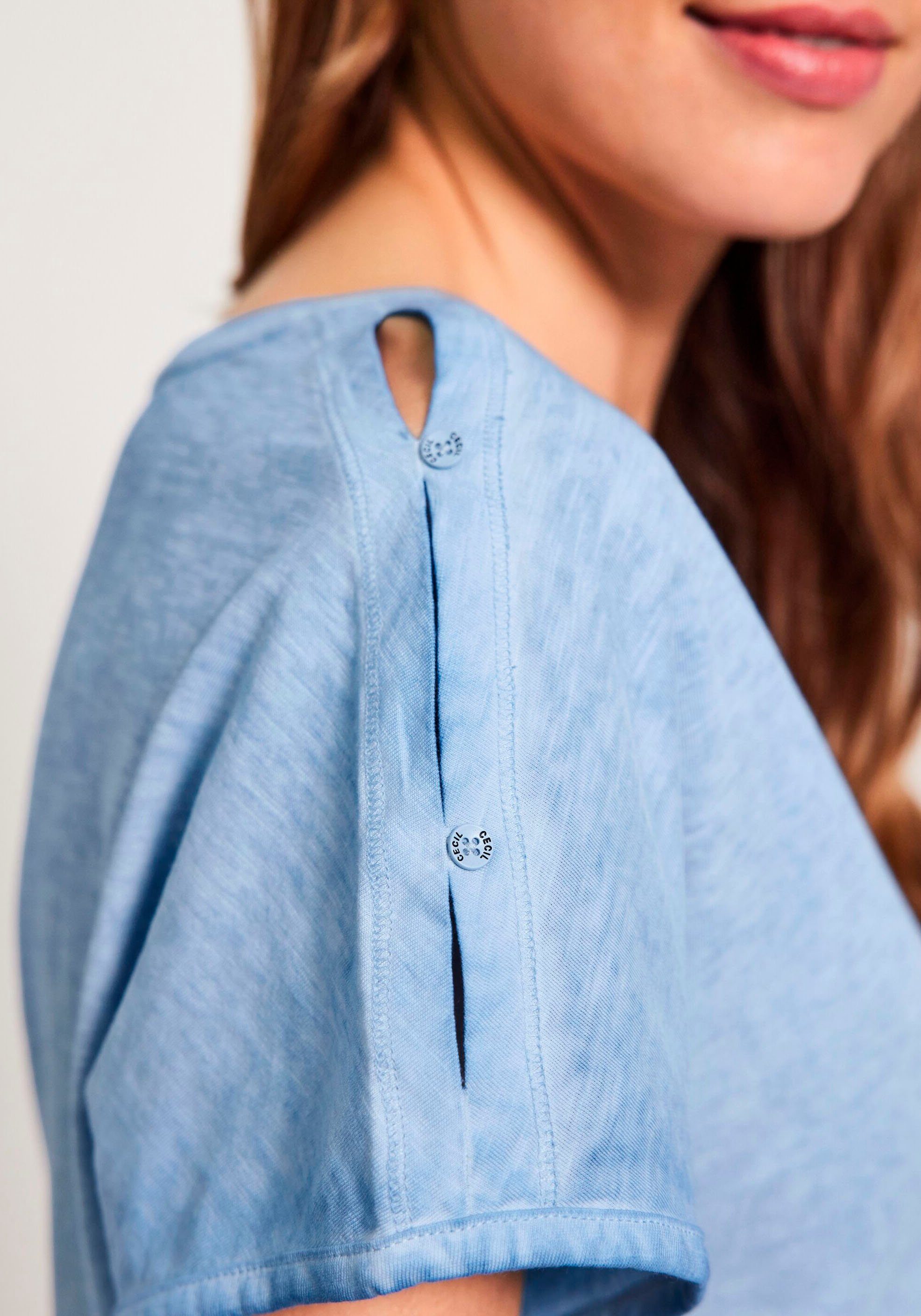 an Cut-Outs Cecil T-Shirt himmelblau mit Schultern den