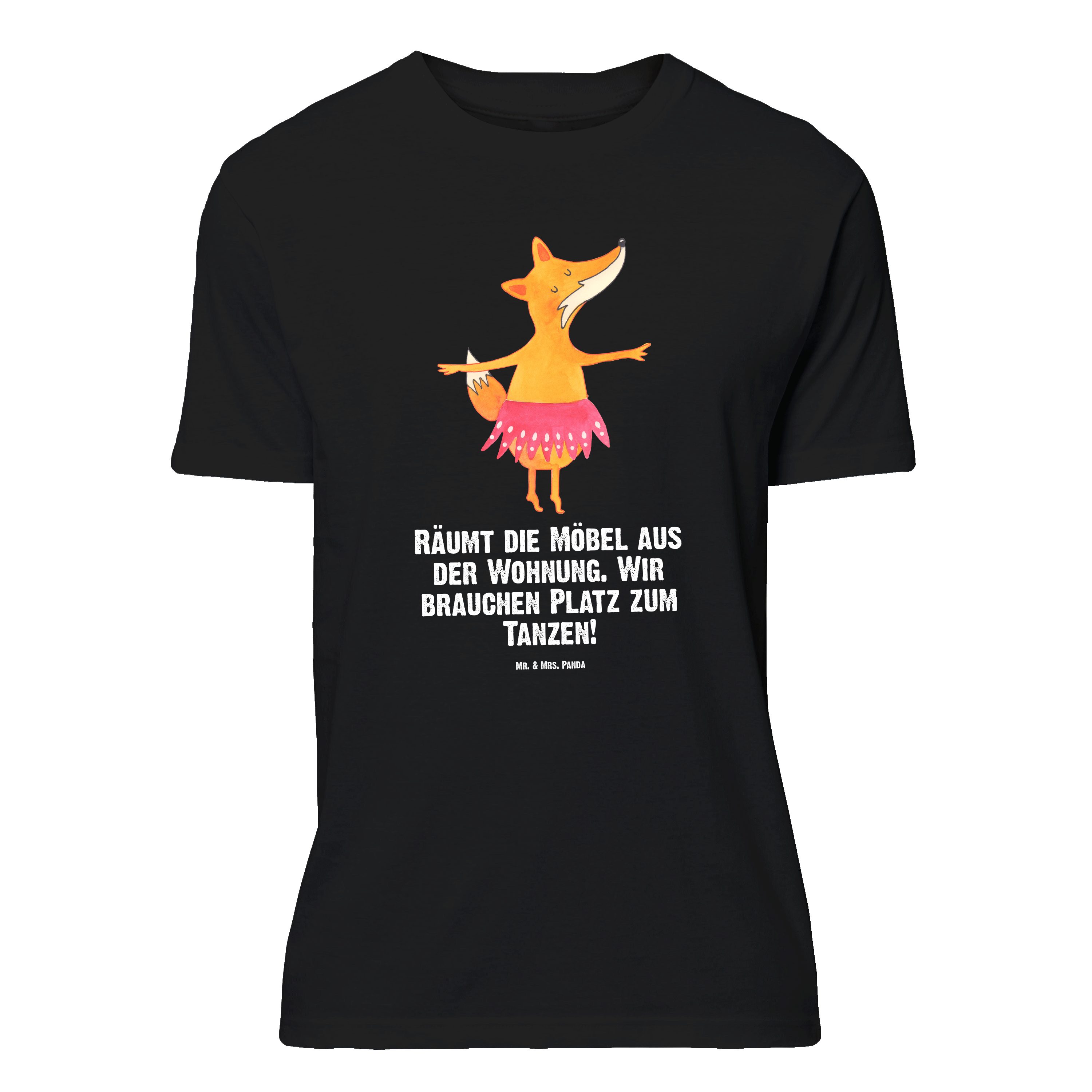 Mr. & Mrs. Panda T-Shirt Fuchs Ballerina, Größe M T-Shirt, Schwarz, Geburtstag, T-Shirt, Shirt (Packung) T-Shirt Füchsin Fuchs Spruch