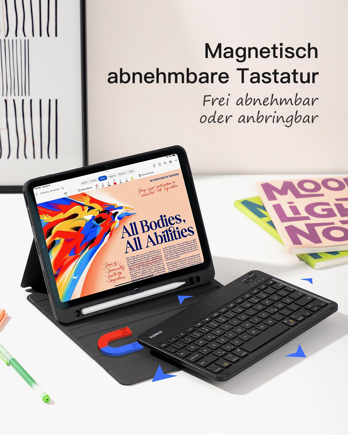 Inateck Tastatur Hülle für iPad 11Gen A16, iPad 10, iPad Air 11'' M4 M3 iPad-Tastatur