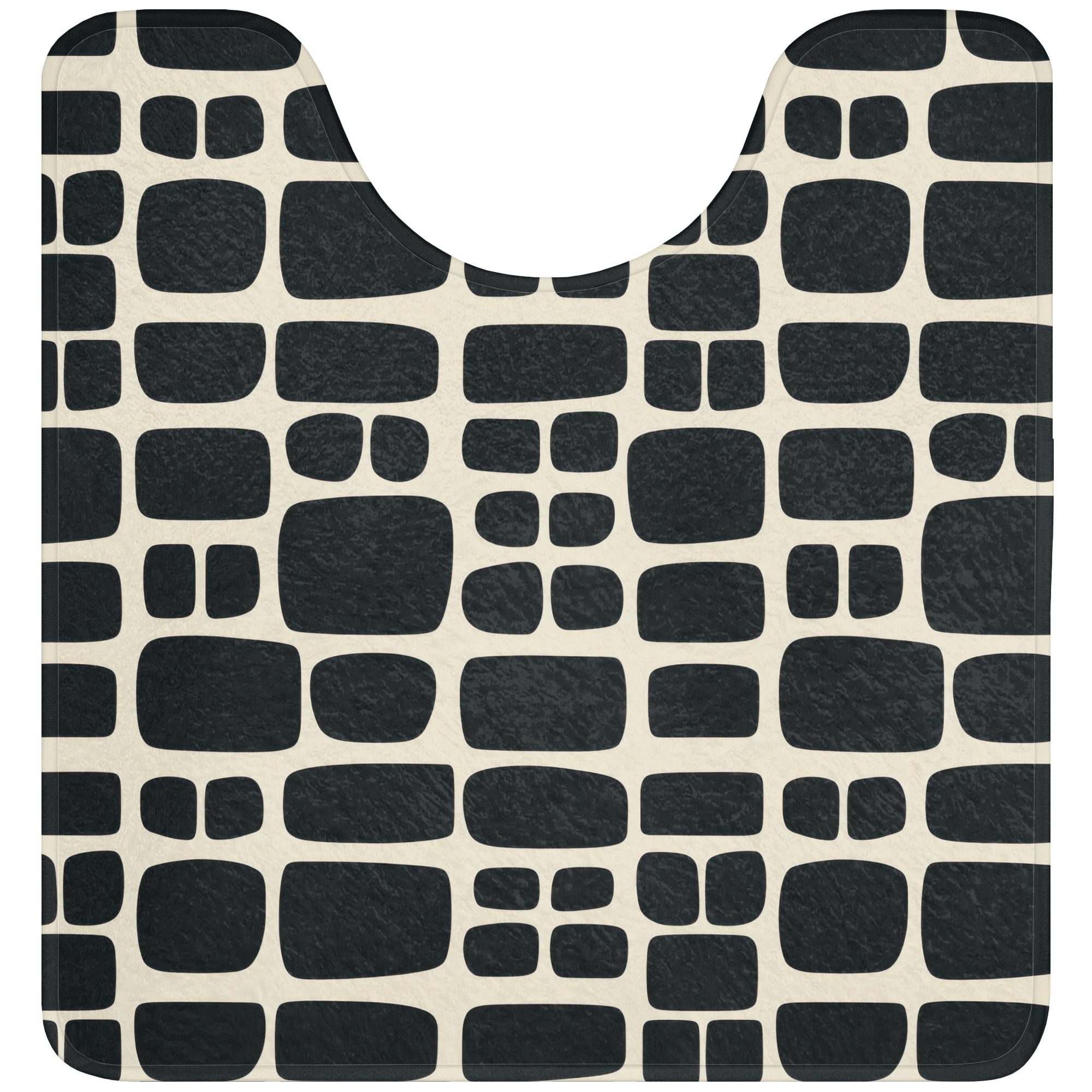 OnlyWow WC-Vorleger Modern - Bio - Schwarz, Höhe 10 mm, Polyester, U-Form, Vorleger mit Ausschnitt, Toilettenvorleger, Toilettenteppich