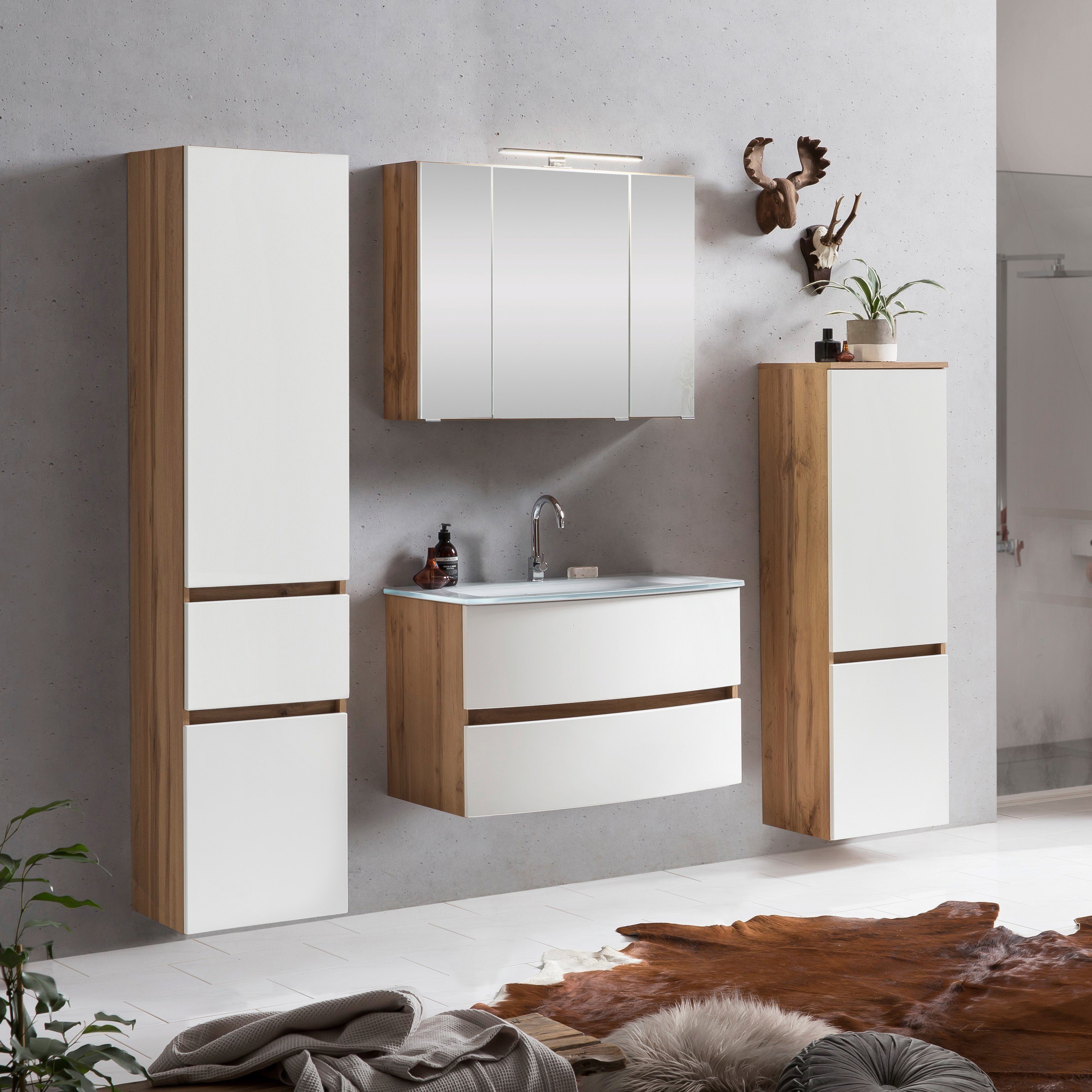 welltime Badezimmer-Set Kaunas, (Set, 4-St), Waschtisch-Set günstig online kaufen