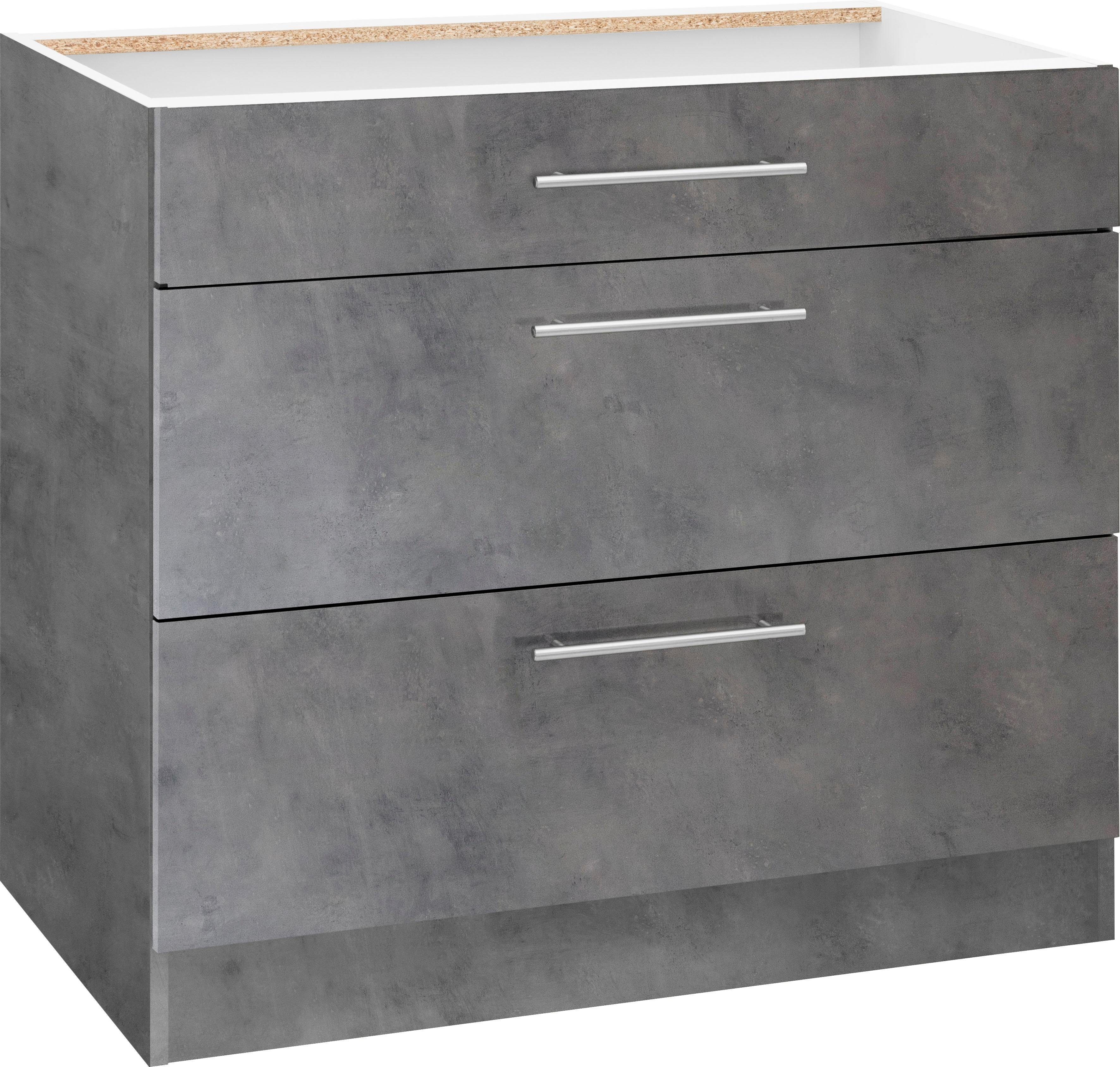 wiho Küchen Unterschrank Cali 90 cm breit, mit 2 großen Auszügen ohne Arbeitsplatte