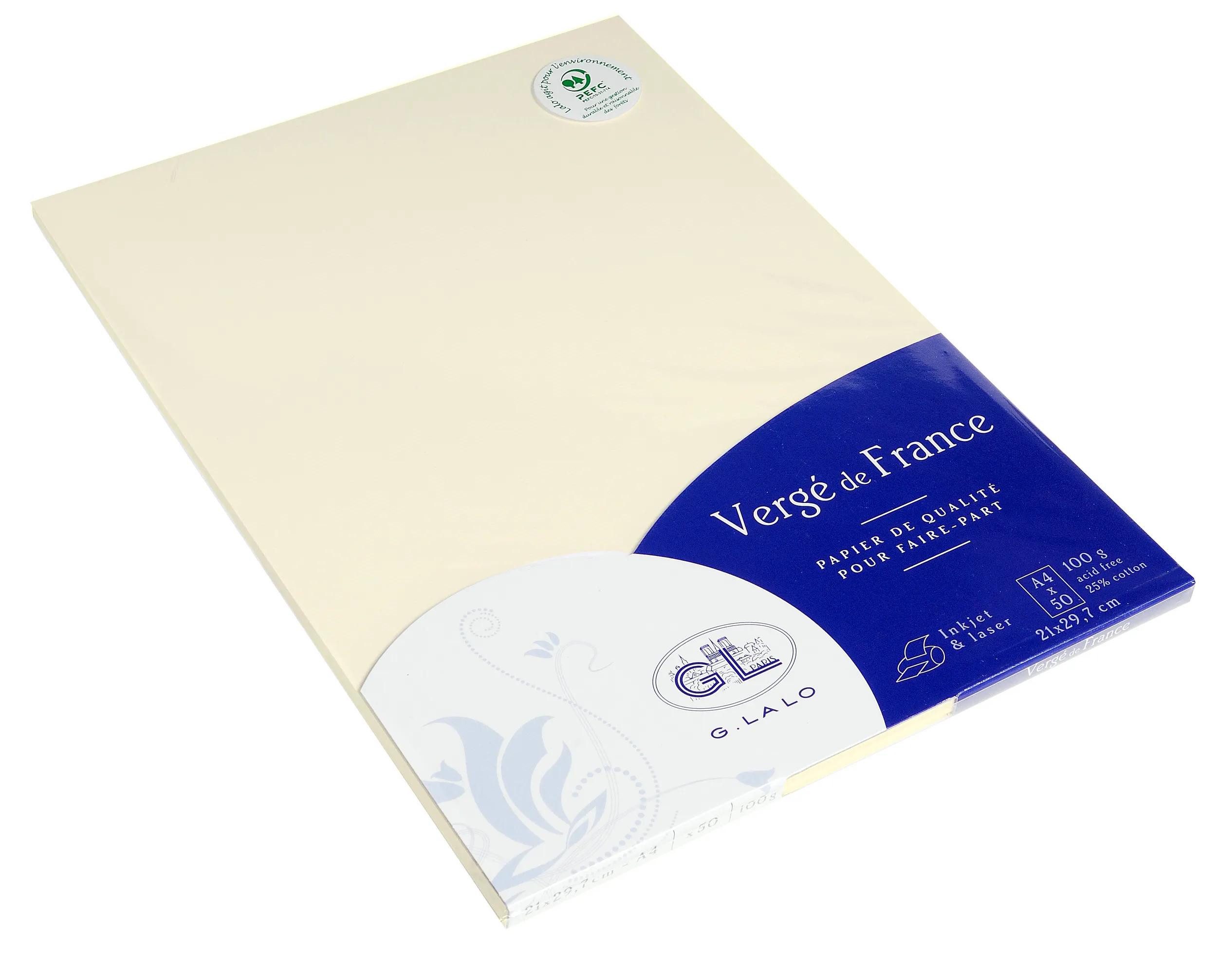 G.Lalo Briefpapier 4x Packung 50 Bl Vergé-Papier A4 100g Vergé de France Elfenbein 47216L, LALO