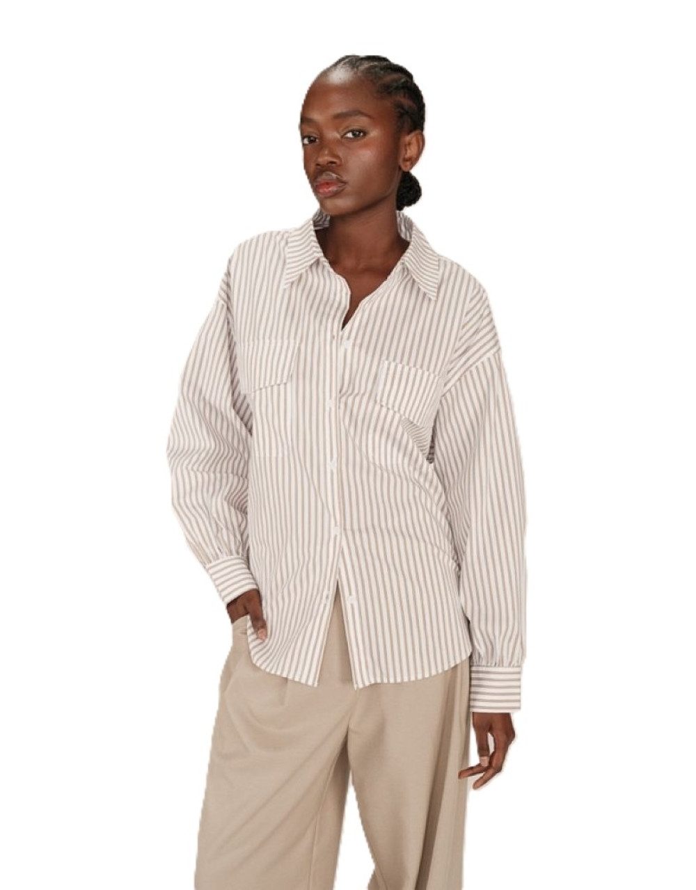 Grace & Mila Hemdbluse Striped Shirt SORBET? Oversize Blusenhemd ? gestreiftes Hemd mit Brust