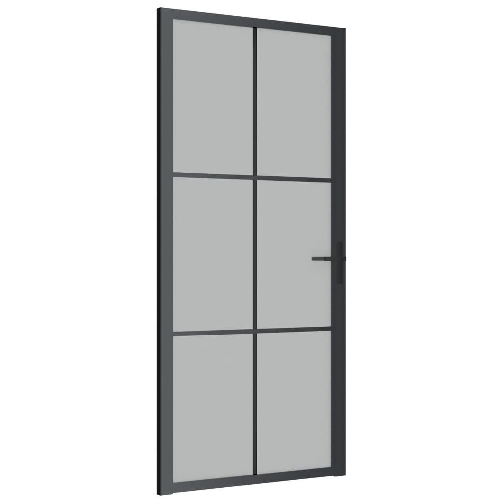 vidaXL Haustür Innentür 93x201,5 cm Schwarz Mattglas und Aluminium (1-St)