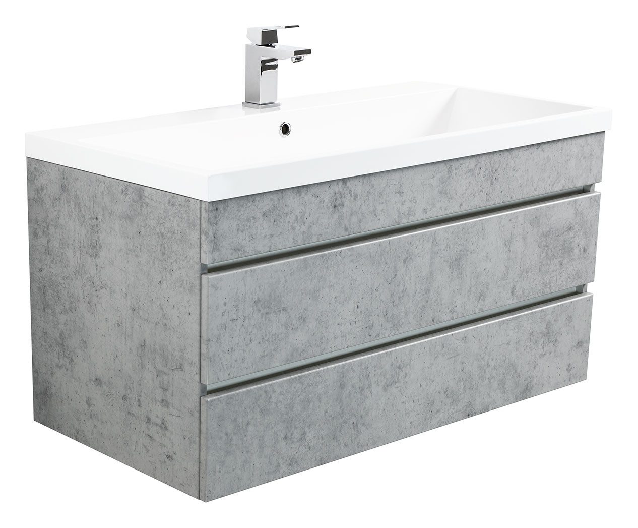 Magnolia Home Waschtisch Badmöbel Via 100 SoftClose beton mit grifflosen Schubladen