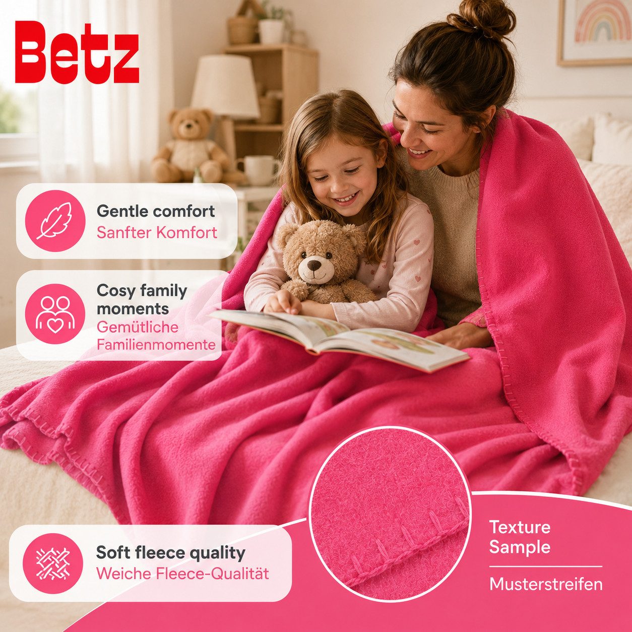 Wohndecke Betz Fleecedecke 130x170 cm 180g/m² – Weiche Wohndecke & Kuscheldecke, Betz, Leicht, wärmend & pflegeleicht – Bild 5 von 5