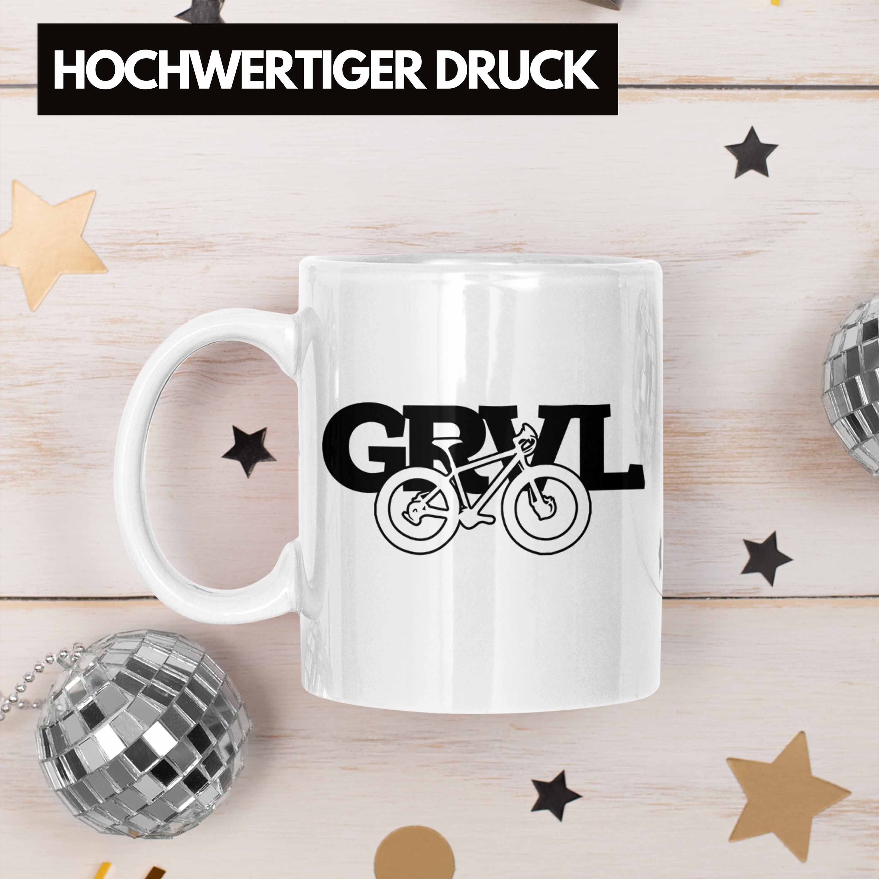 Geschenk Weiss GRVL Mountainbiker Tasse Mountainbike-Enthusiasten Trendation für Tasse MTB