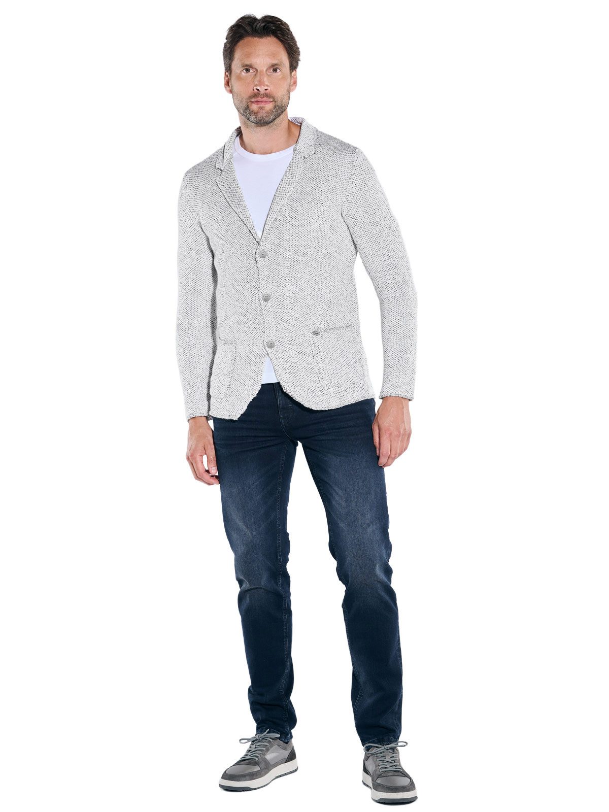 Engbers Stricksakko Herren Strick-Sakko strukturiert, Naturweiss