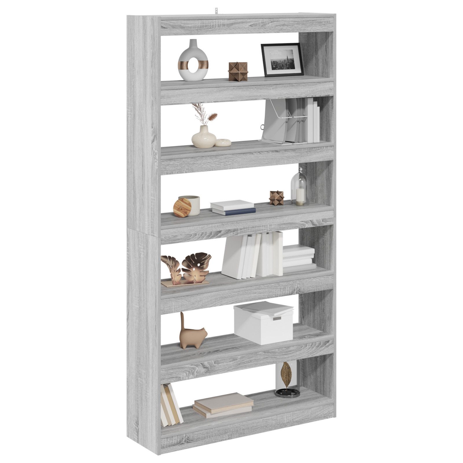 vidaXL Blumenständer Bücherregal/Raumteiler Schwarz Eiche 100x30x198 günstig online kaufen