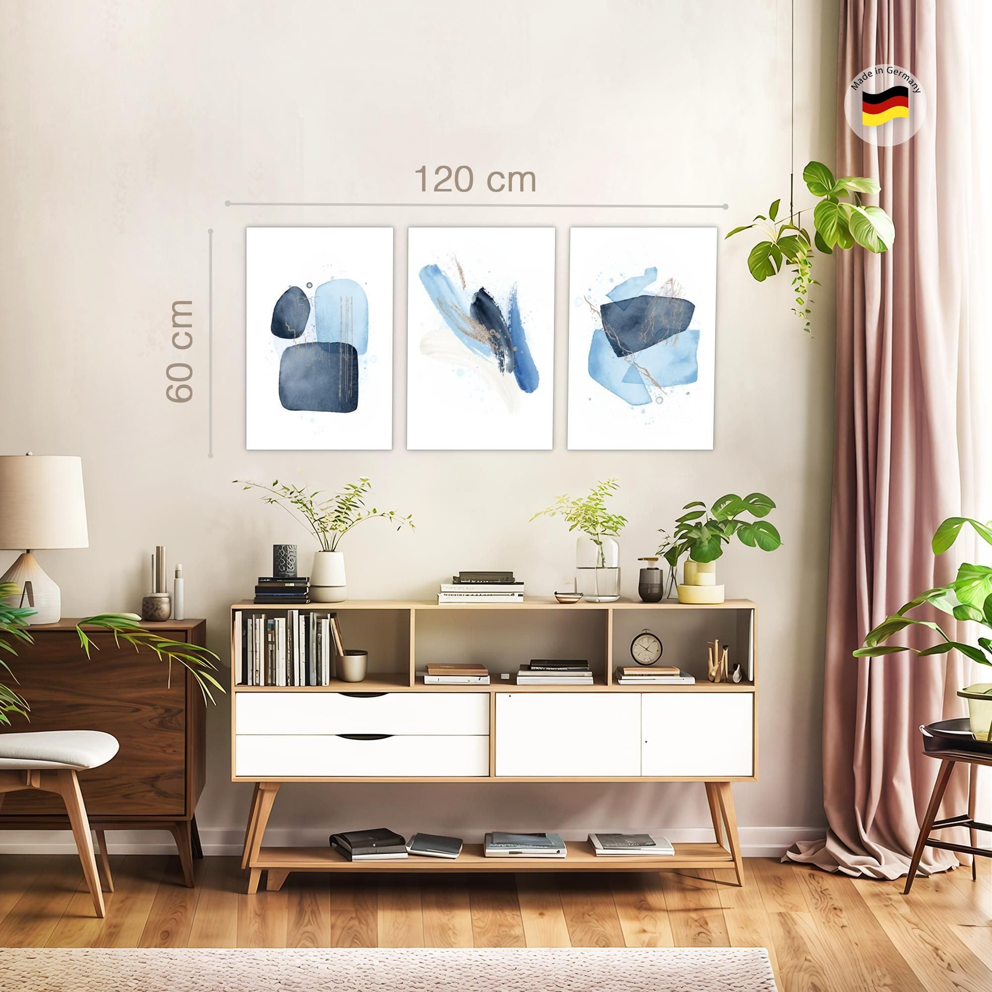 Novart Wandbild Bilder Liebe Home Abstrakt AUFHÄNGFERTIG Flur Deko Weiss Blau N0383, 40 x 60 cm - 3 Bilder – Bild 3 von 5