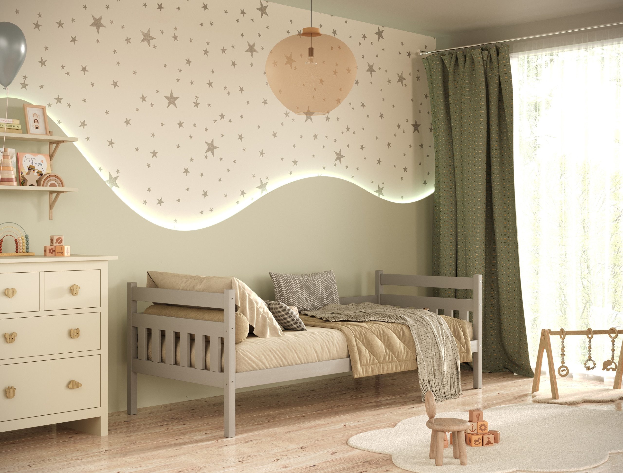 Raumhirsch Furniture Kinderbett Dawid – Jugendbett Kinderzimmer (Bett für Jungs & Mädchen, Einzelbett und Lattenrost), verschiedene Farben