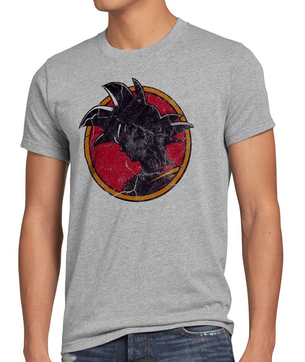 balls Herren roshi Goku T-Shirt Print-Shirt anime Vintage son vegeta style3 grau dragon meliert ball dragonball