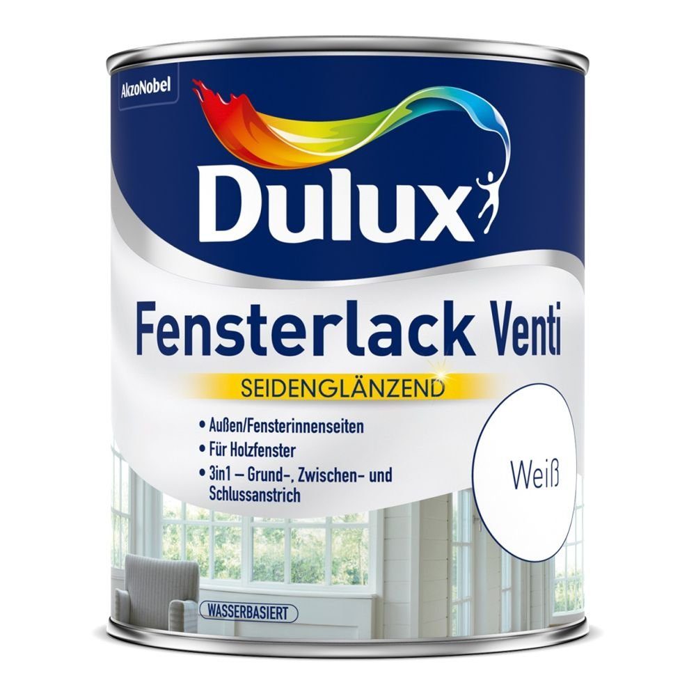 Dulux Tür- und Fensterlack Dulux Weiss und 5194731 750ml, trocknend Fensterlack Schnell Venti Feuchtigkeitsregulierend wetterbeständig