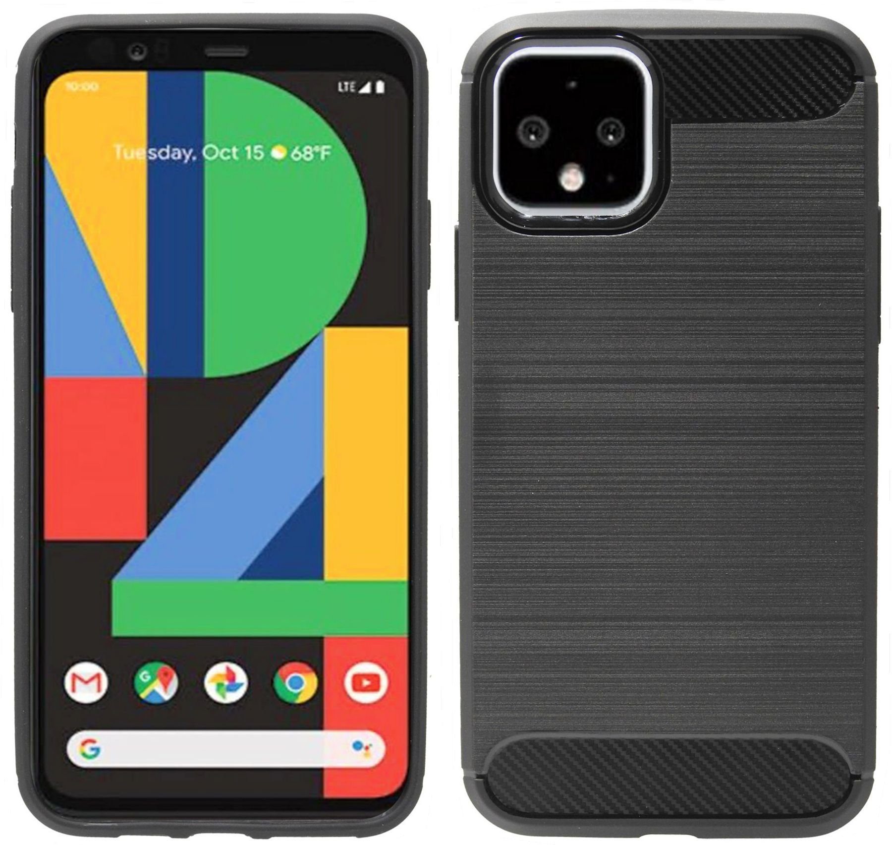 cofi1453 Handyhülle Silikon Hülle Carbon für Google Pixel 4, Case Cover Schutzhülle Bumper