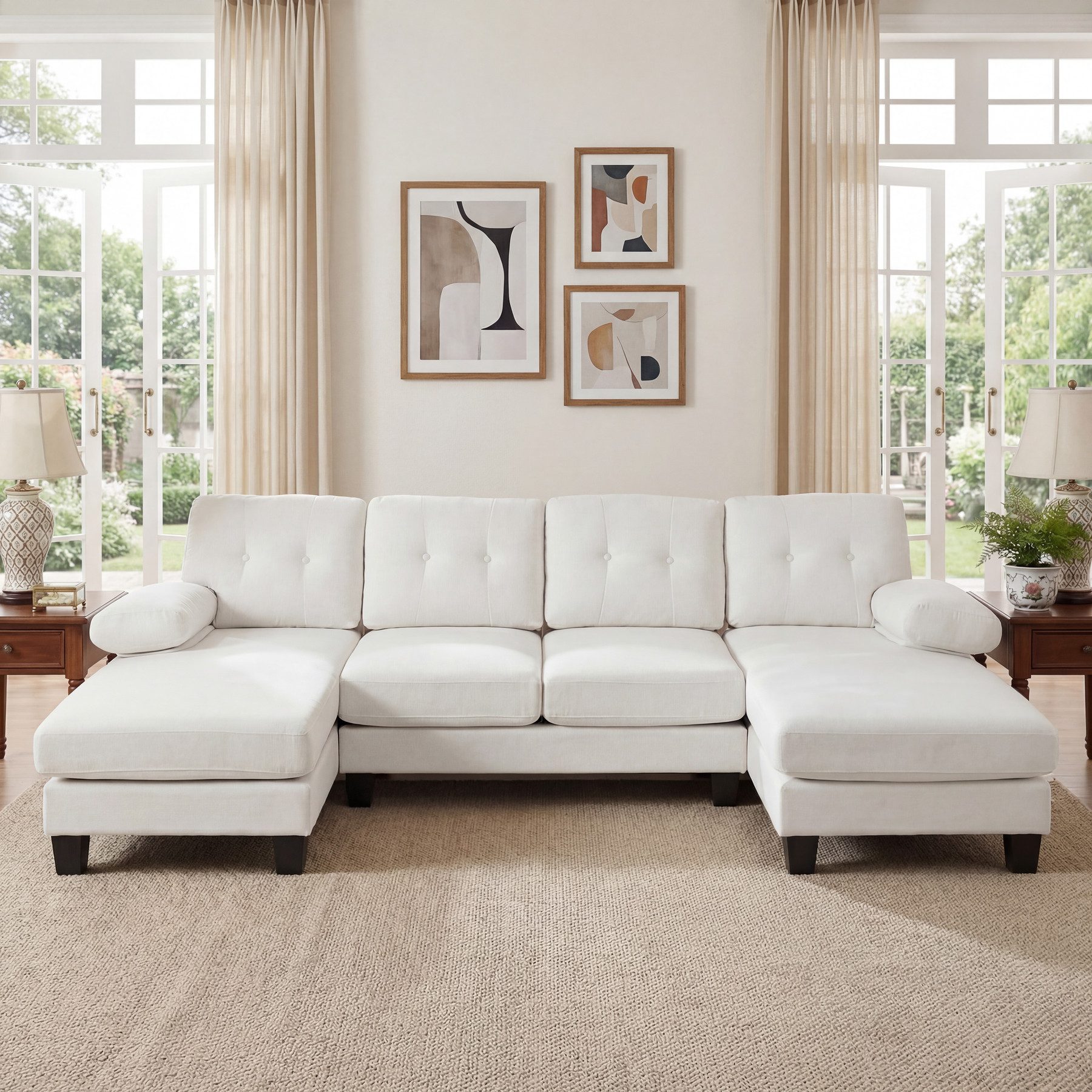 Odikalo 4-Sitzer Ecksofa Sofas wohnzimmer mit schlaffunktion & Chaiselongue, U-förmiges Sofa Modernes Polstersofa aus Chenille Schlafsofa mit