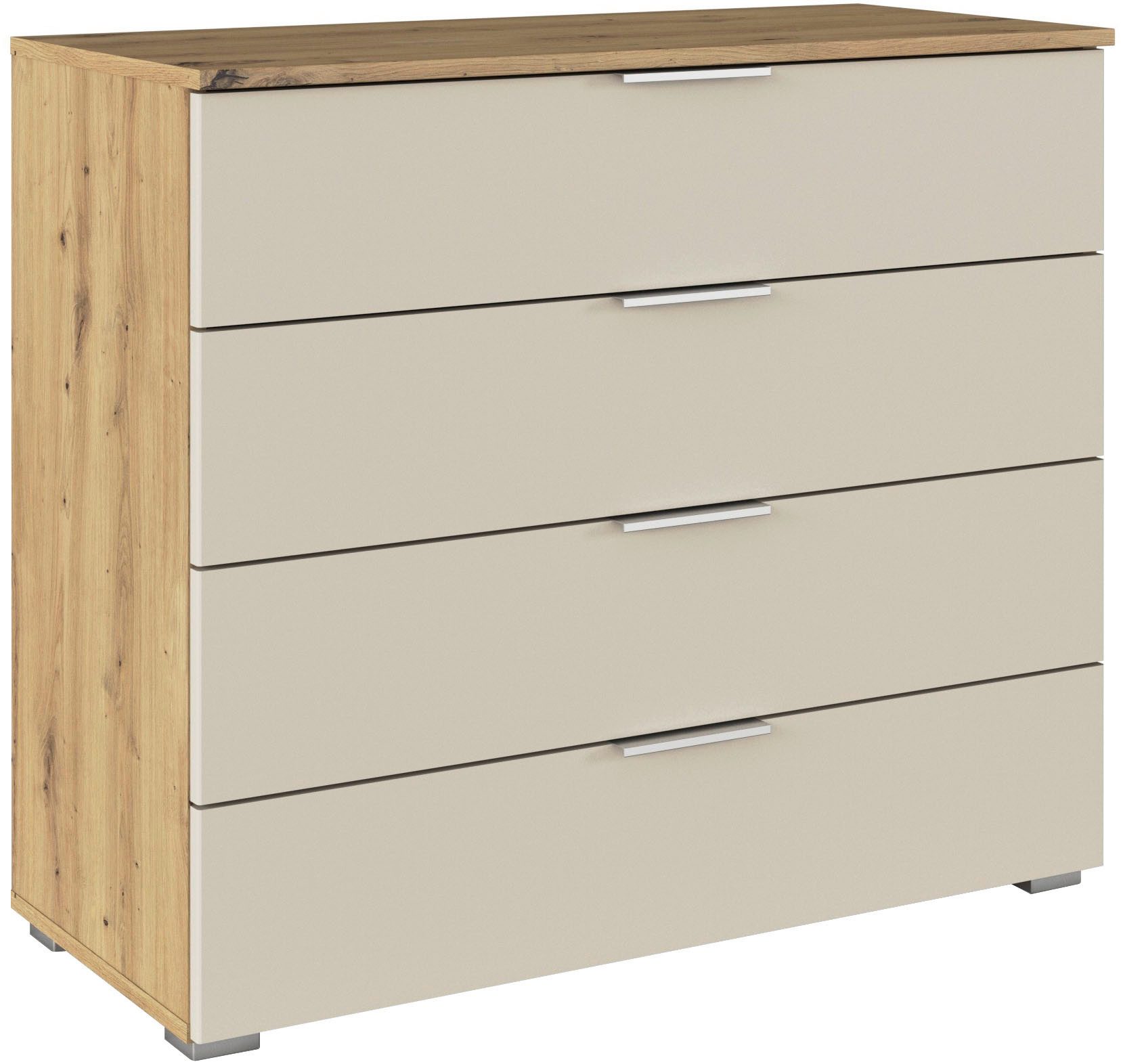 rauch Schubkastenkommode Sideboard Schubladenkommode AGORDO mit Dekor- oder Hochglanzfront (in zwei Griff-Farben, Breite 80 cm), vier große und geräumige Schubladen mit viel Stauraum MADE IN GERMANY