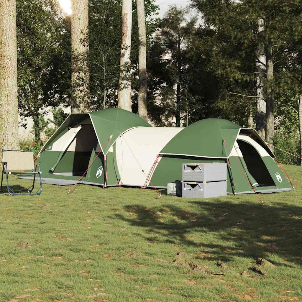furnicato Faltzelt Campingzelt Doppelzelt 287x280x158 cm Grün, (1 tlg), Wetterfestes Familienzelt mit E-Anschluss und zwei Schlafkabinen