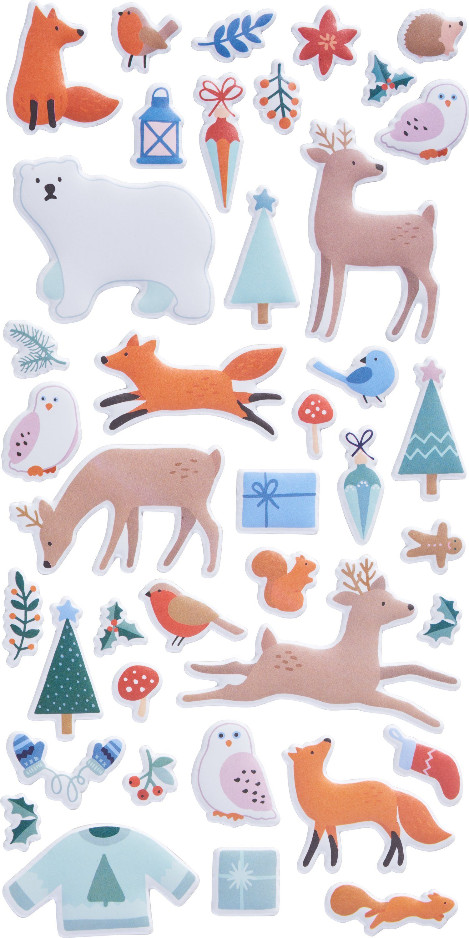 Artemio Sticker Puffy Sticker Woodsy Christmas, (40-tlg), 40 Stück