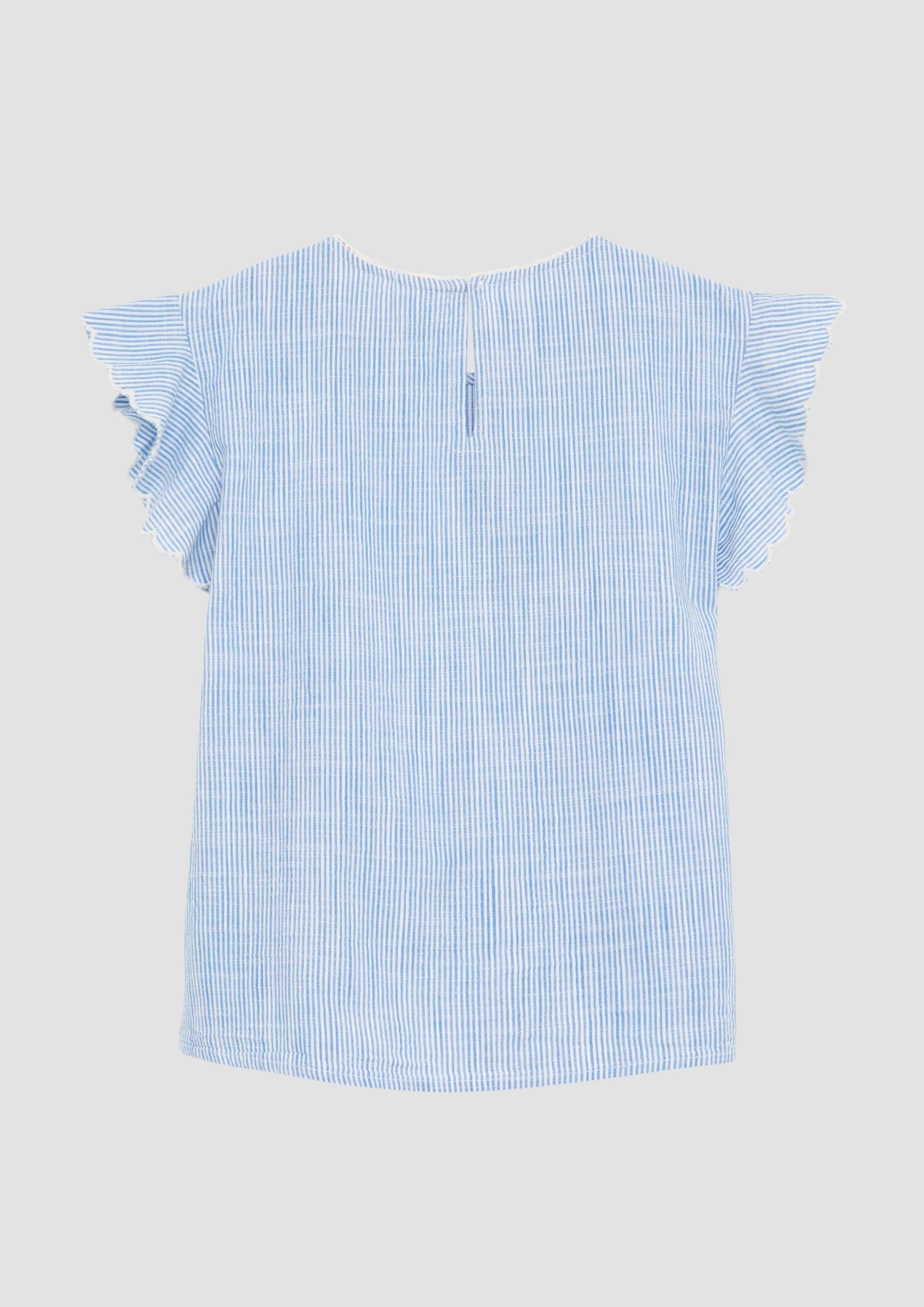s.Oliver Kurzarmbluse Bluse Blusenshirt aus Baumwolle mit Streifenmuster und Stickereien