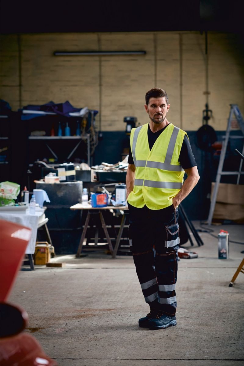 YOKO Warnweste Sicherheitsweste High Visibility 2 Bands & Braces Waistcoat