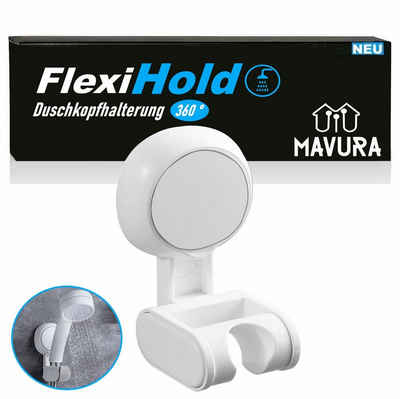 MAVURA FlexiHold Duschkopfhalterung Duschkopf Halter Halterung Duschkopfhalter, (Brausehalter 360° drehbar verstellbar mit Saugnapf ohne bohren)